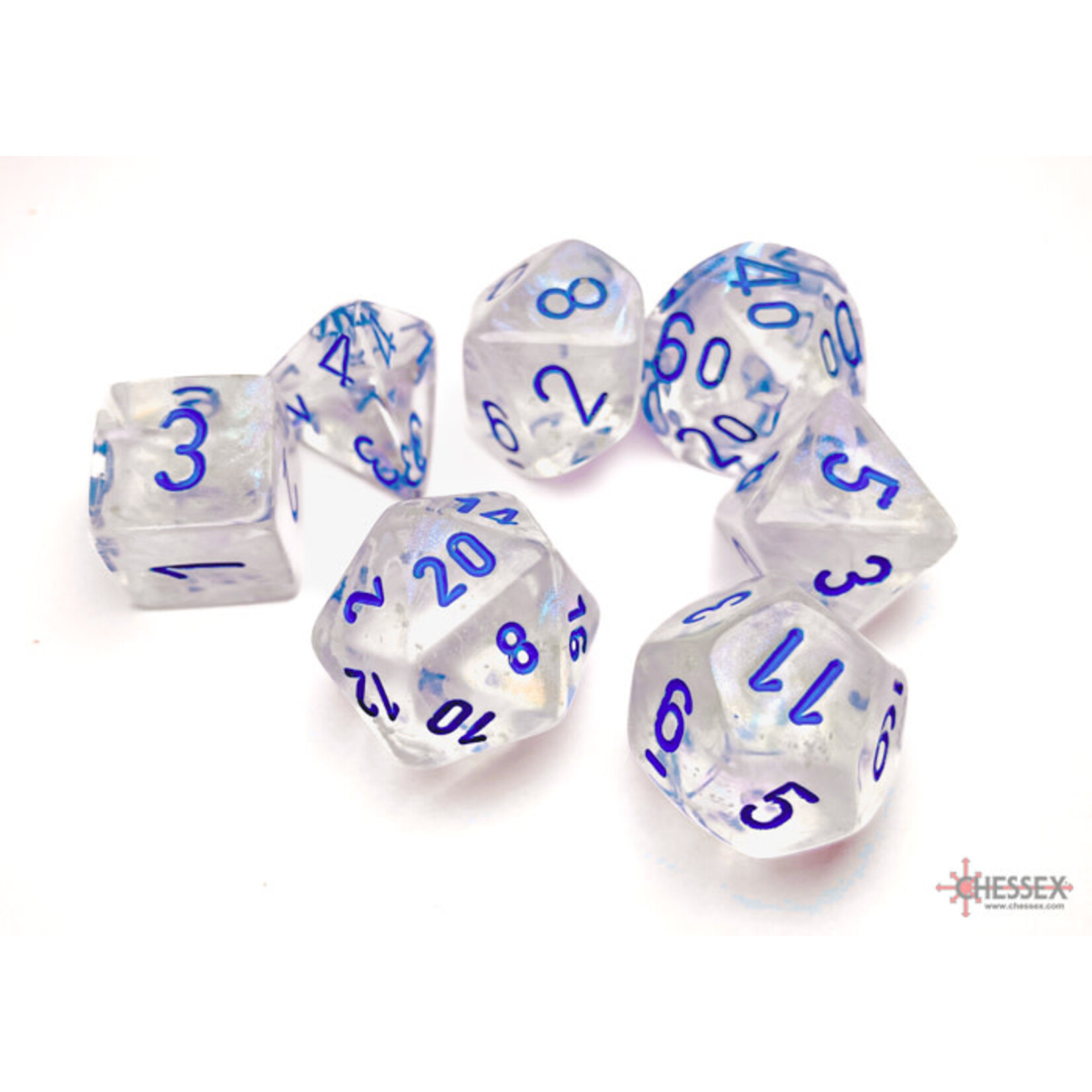 Chessex Borealis Icicle/light blue Luminary Polyhedral 7-Dice Set
