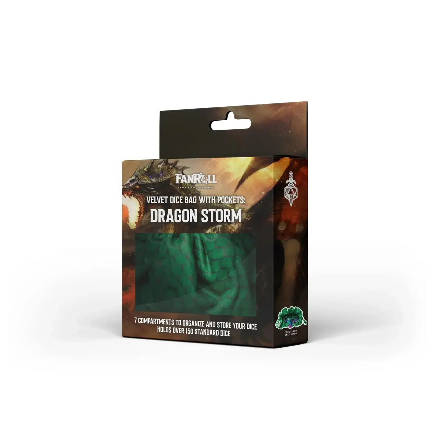 Velvet Dice Bag Compartment Dragon Storm Green