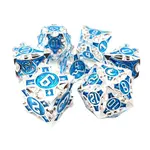 Old School Dice Old School 7 Piece DnD RPG Metal Dice Set: Gnome Forged - Silver w/ Blue
