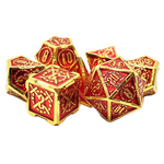 Old School Dice Old School 7 Piece DnD RPG Metal Dice Set: Knights of the Round Table - Red w/ Gold - New