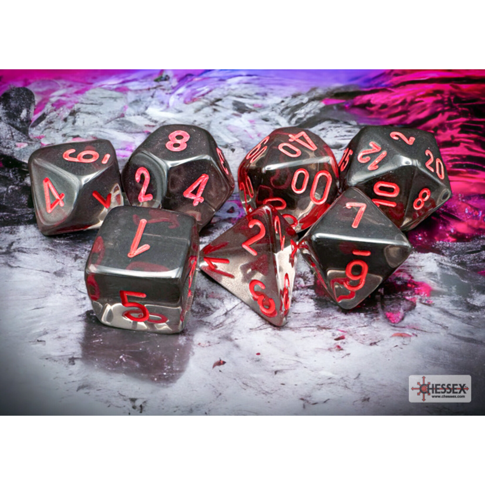 Chessex Translucent Smoke/red Polyhedral 7-Dice Set