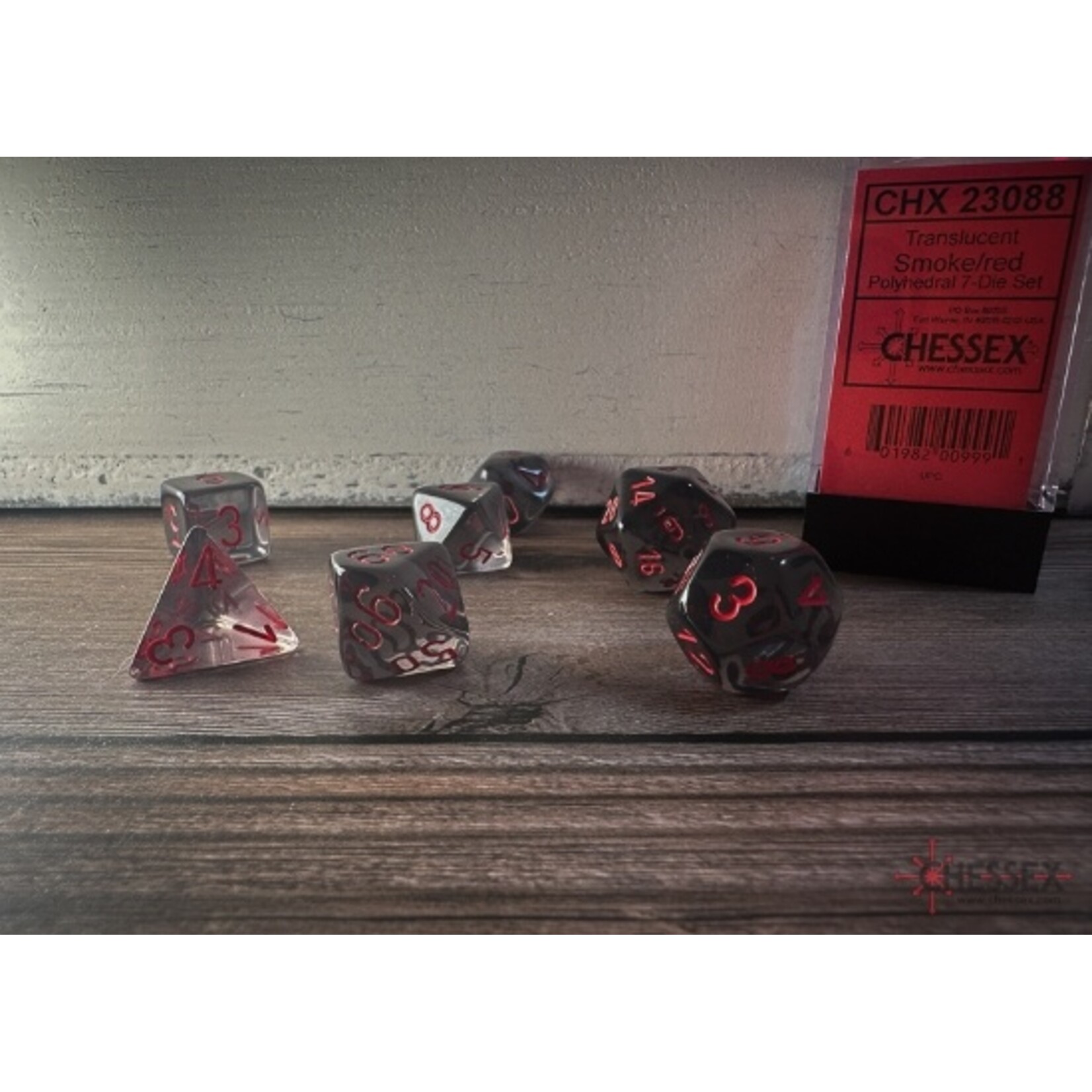 Chessex Translucent Smoke/red Polyhedral 7-Dice Set