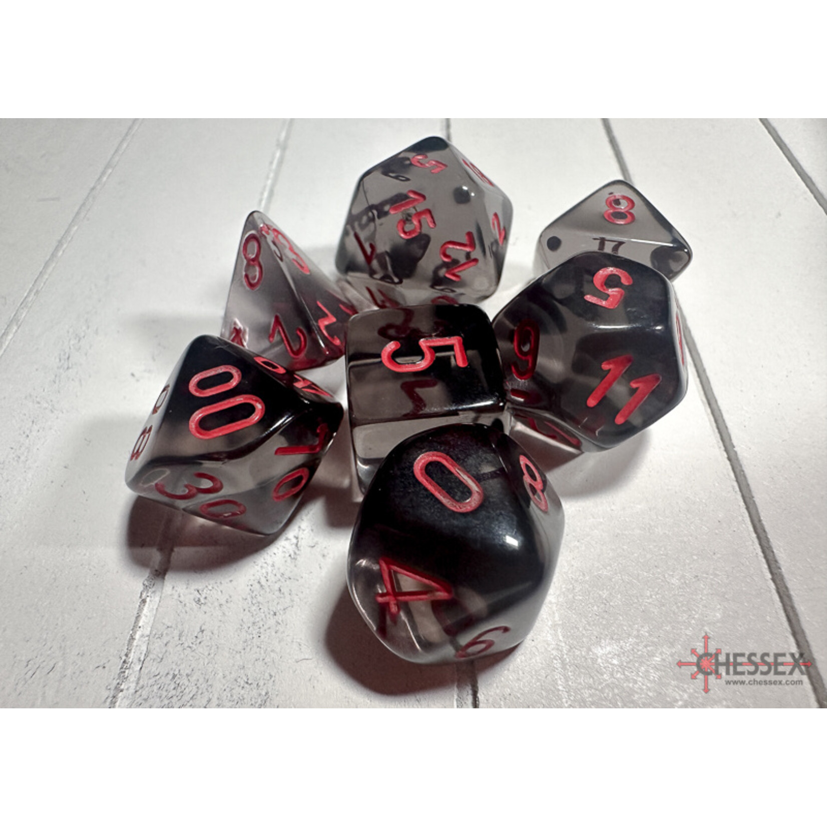 Chessex Translucent Smoke/red Polyhedral 7-Dice Set