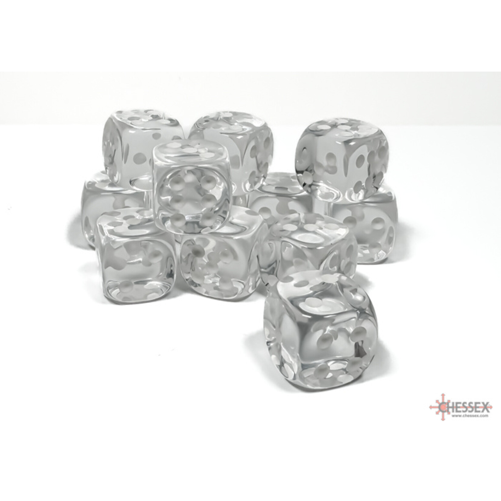 Chessex Translucent Clear/White 16mm D6 (12)