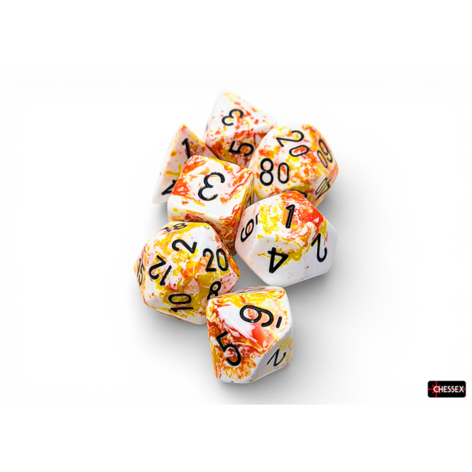 Chessex Brush Polyhedral Sunrise/black 7-Die Set