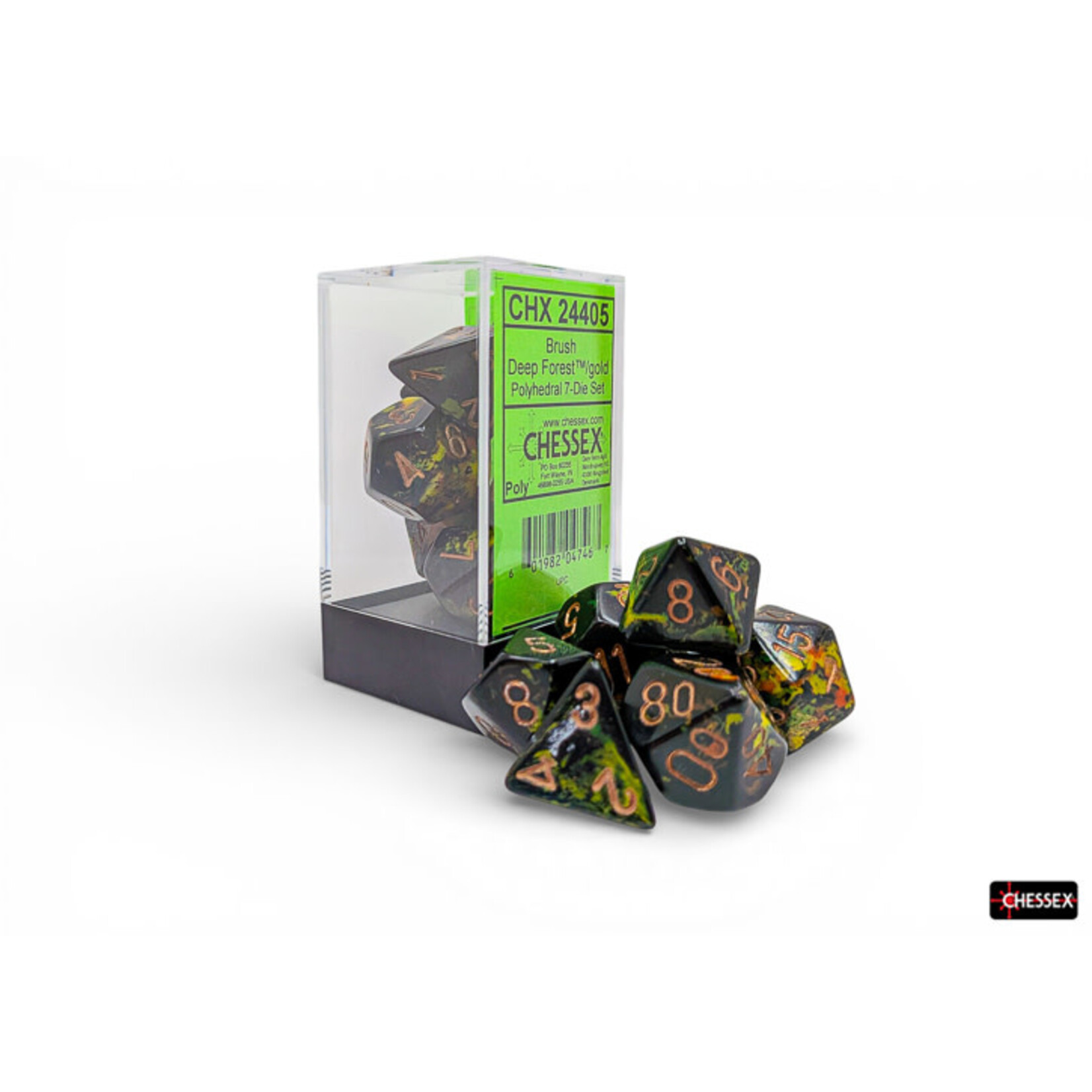Chessex Brush Polyhedral Deep Forest/gold 7-Die Set