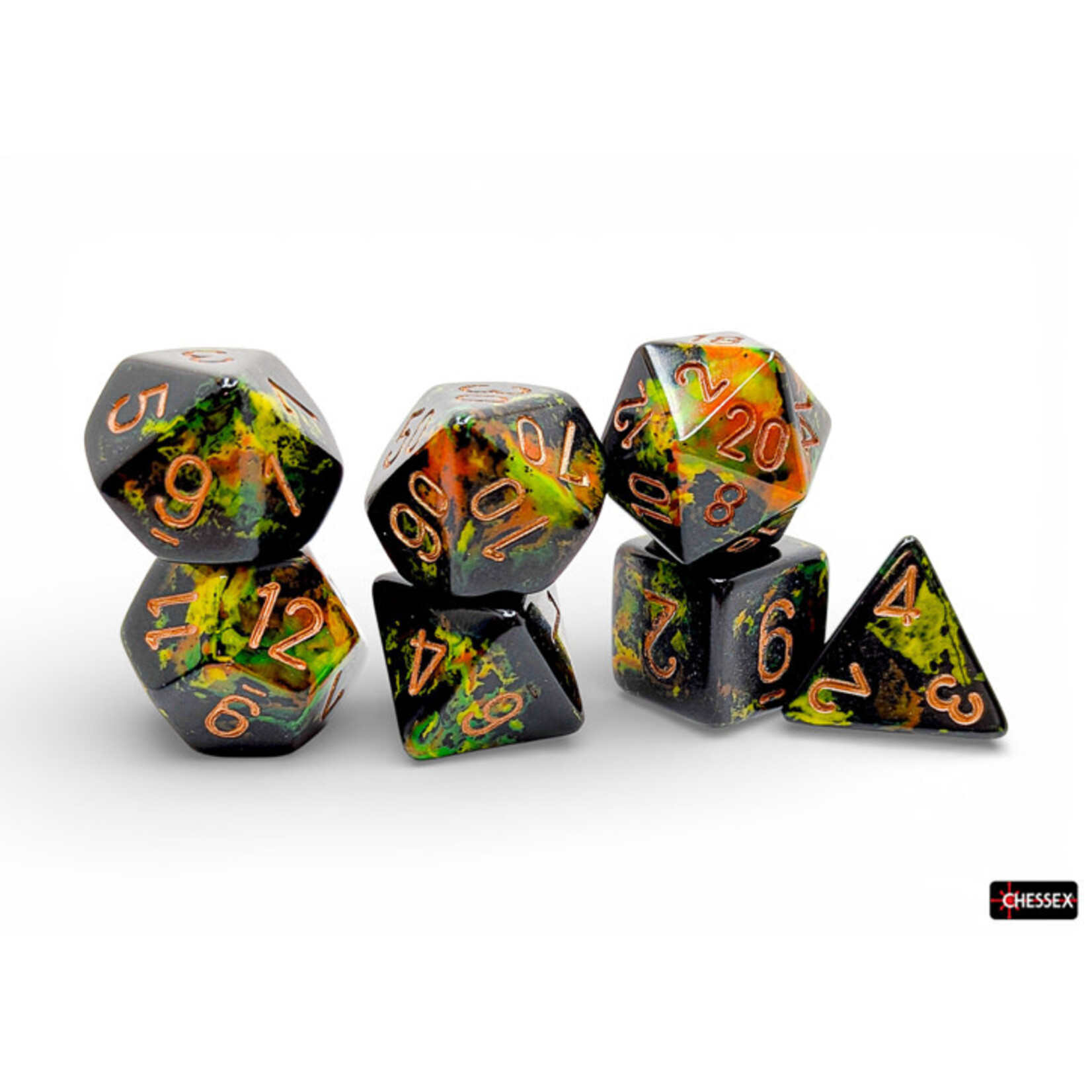 Chessex Brush Polyhedral Deep Forest/gold 7-Die Set