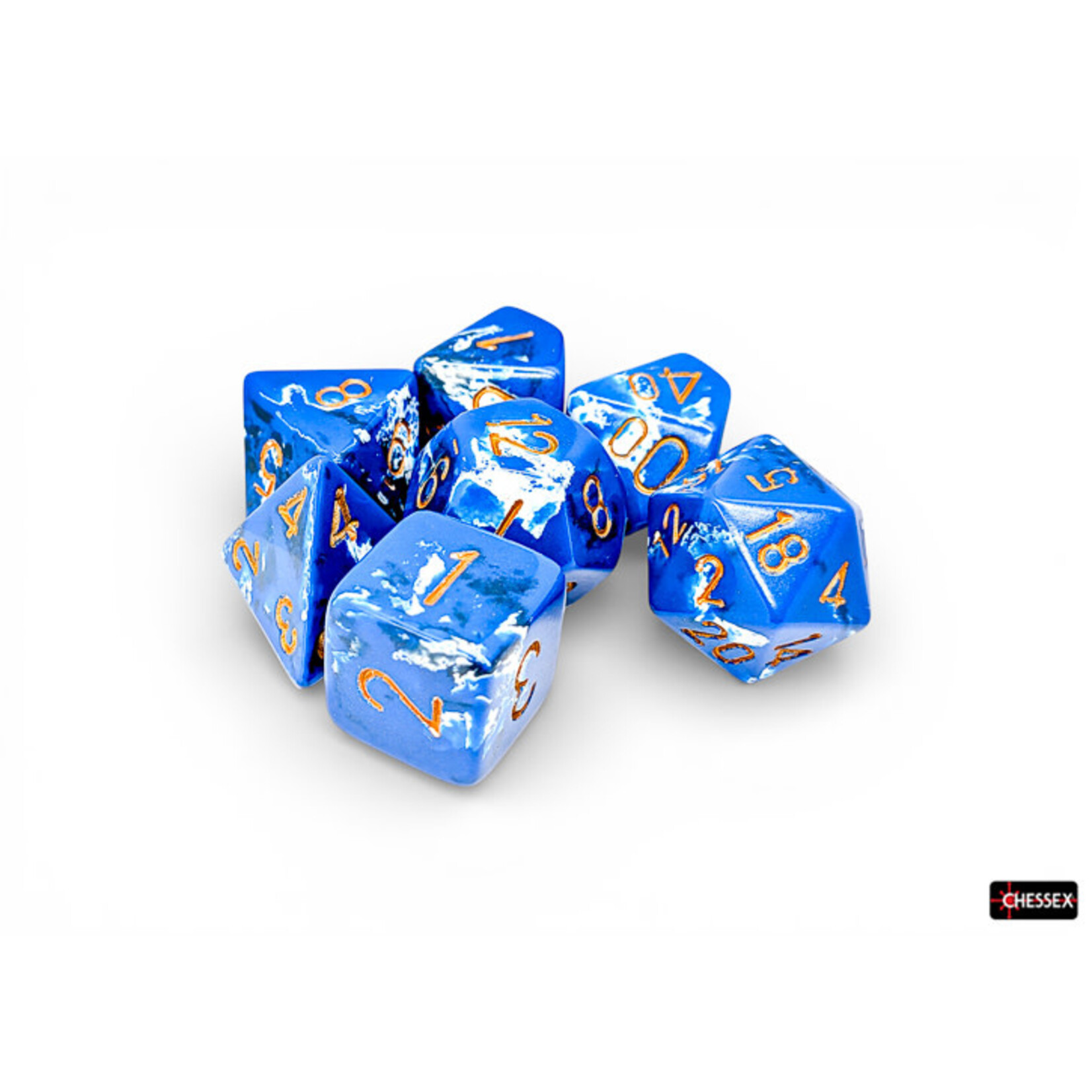 Chessex Brush Polyhedral Wavebreak/gold 7-Die Set