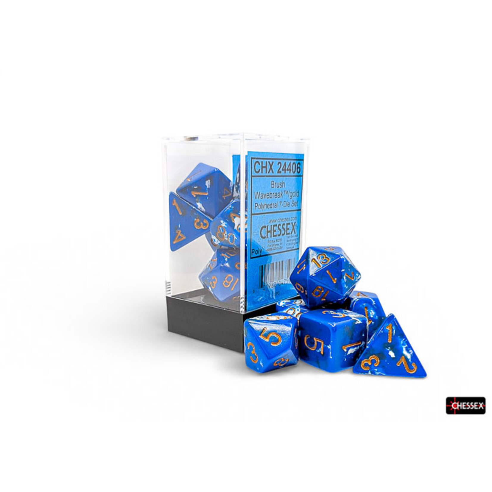 Chessex Brush Polyhedral Wavebreak/gold 7-Die Set