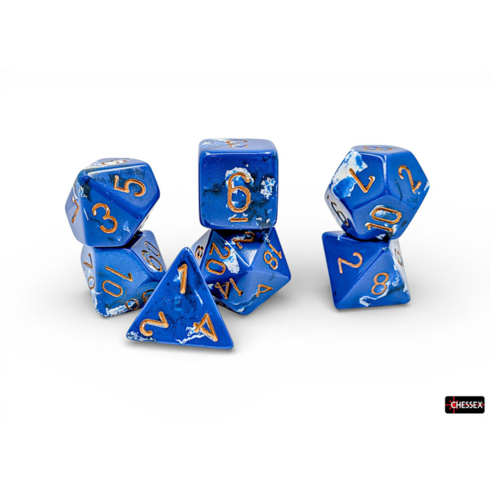 Chessex Brush Polyhedral Wavebreak/gold 7-Die Set