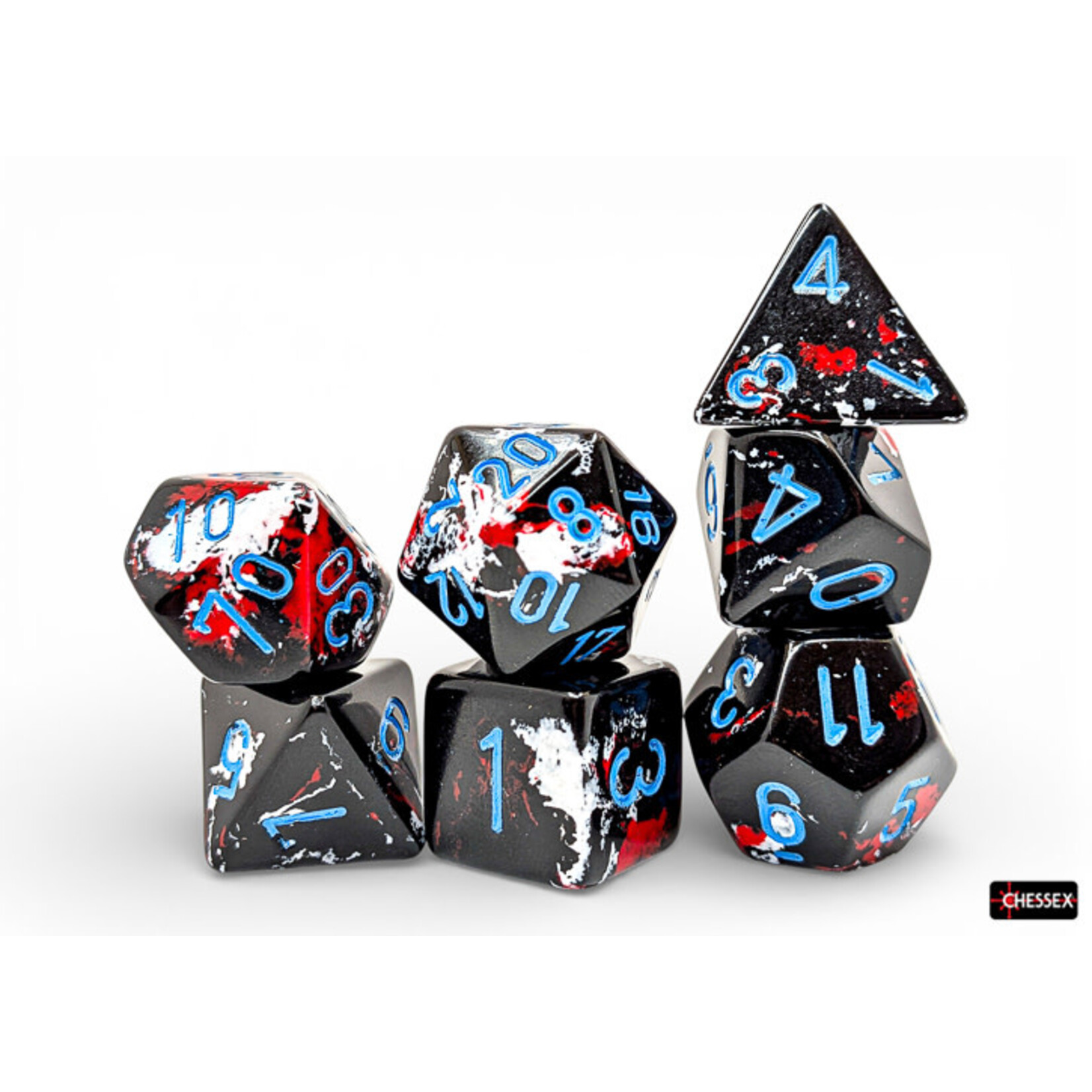 Chessex Brush Polyhedral Dark Side/blue 7-Die Set