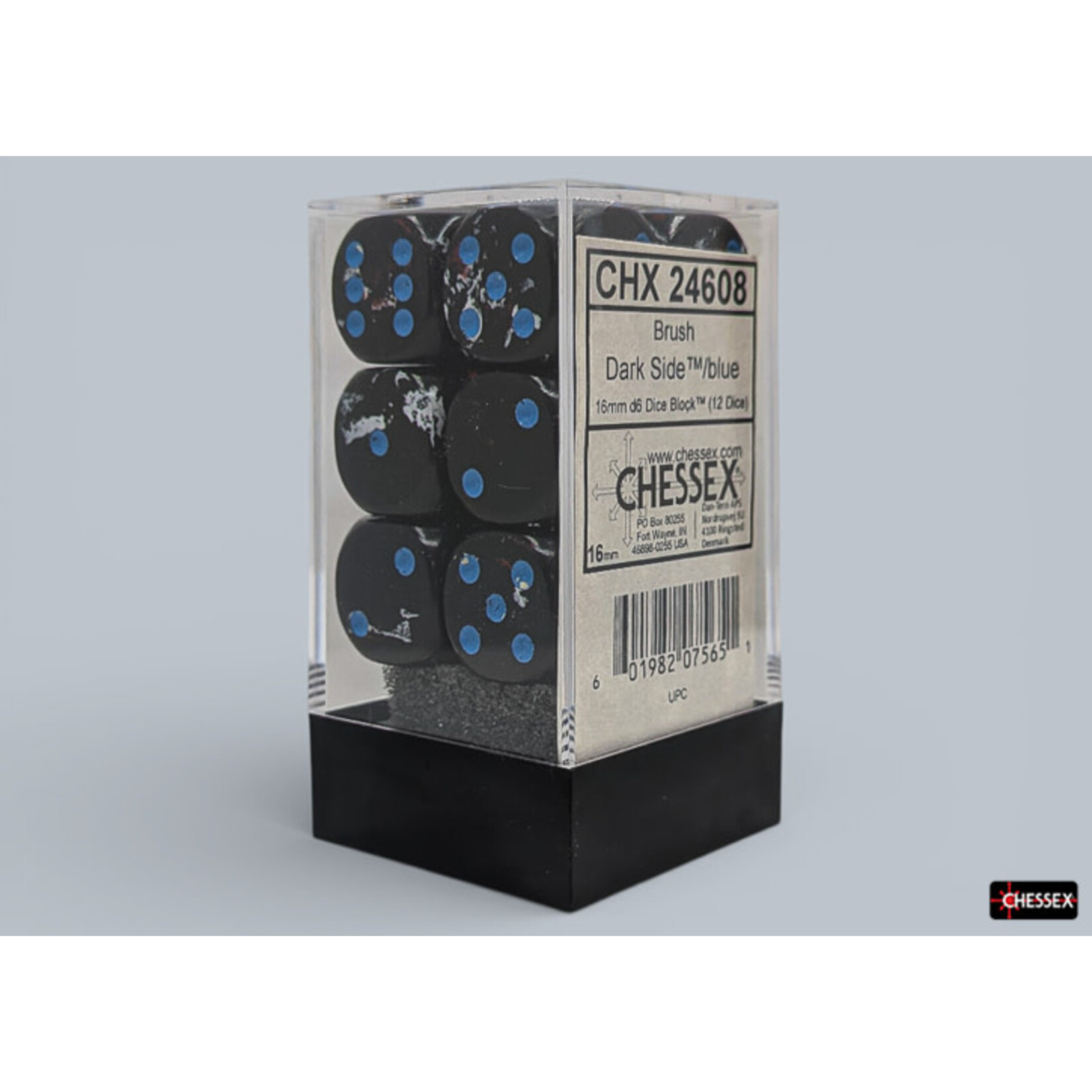 Chessex Brush Dark Side/blue 16mm d6 Dice Block (12 dice)