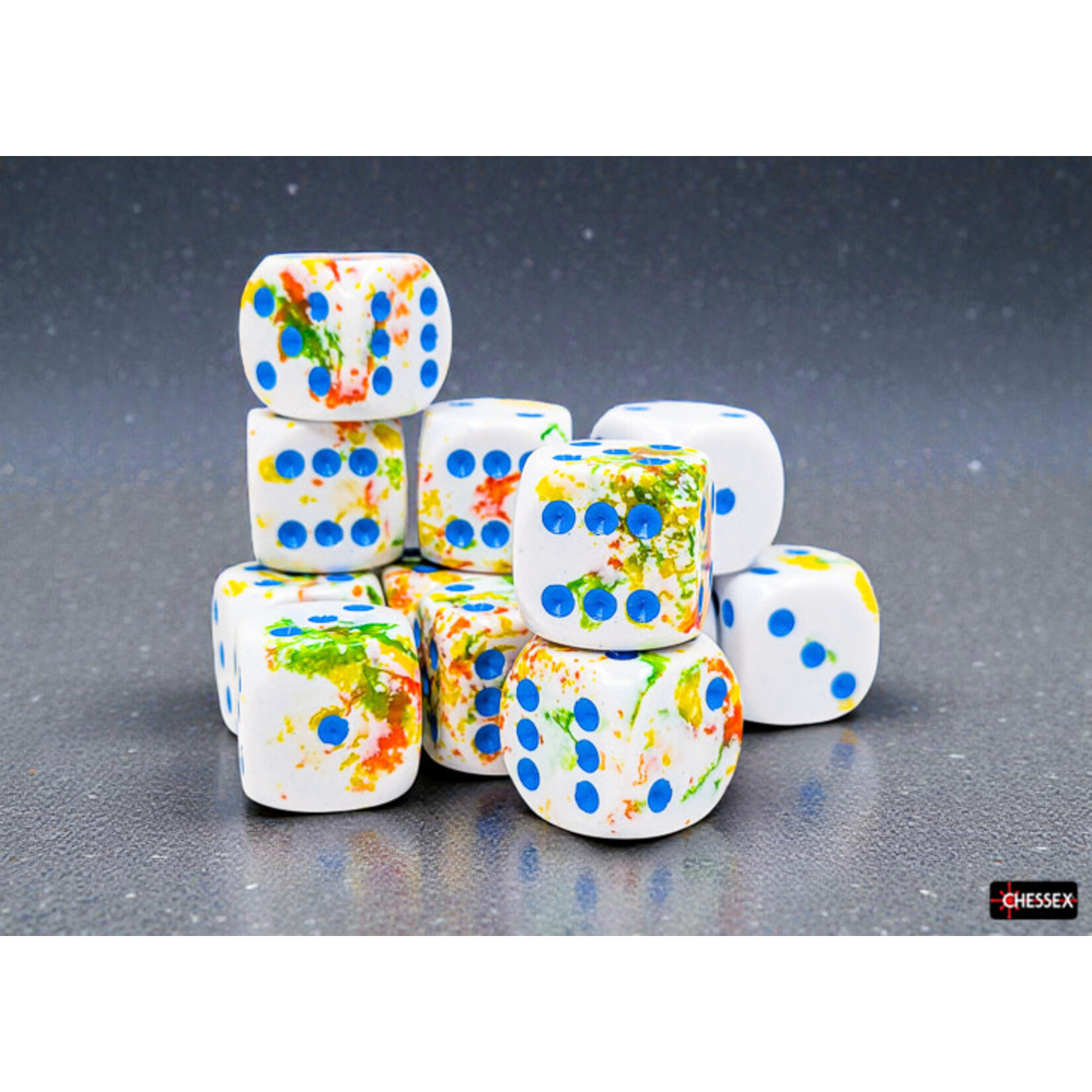 Chessex Brush Breezy/blue 16mm d6 Dice Block (12 dice)