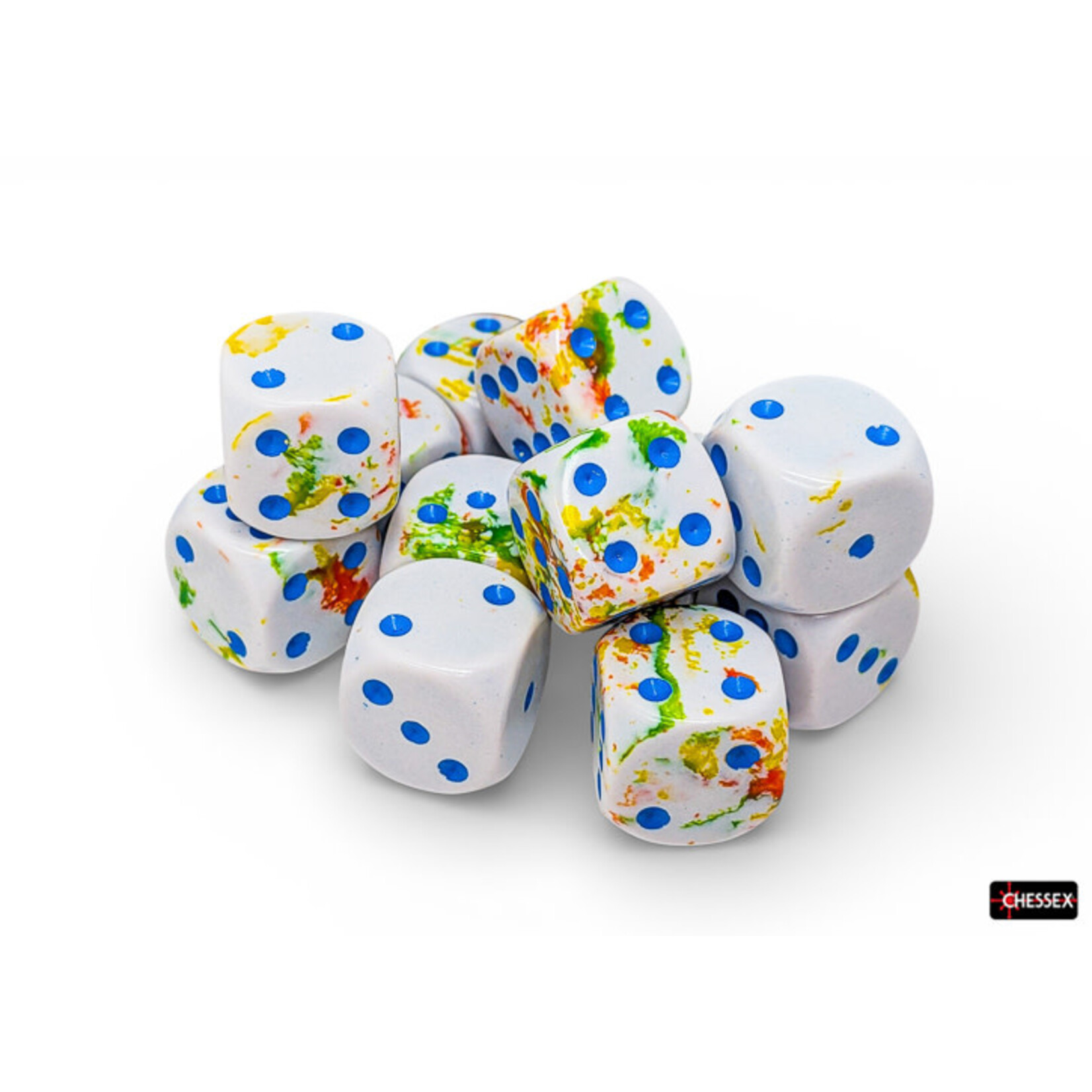 Chessex Brush Breezy/blue 16mm d6 Dice Block (12 dice)