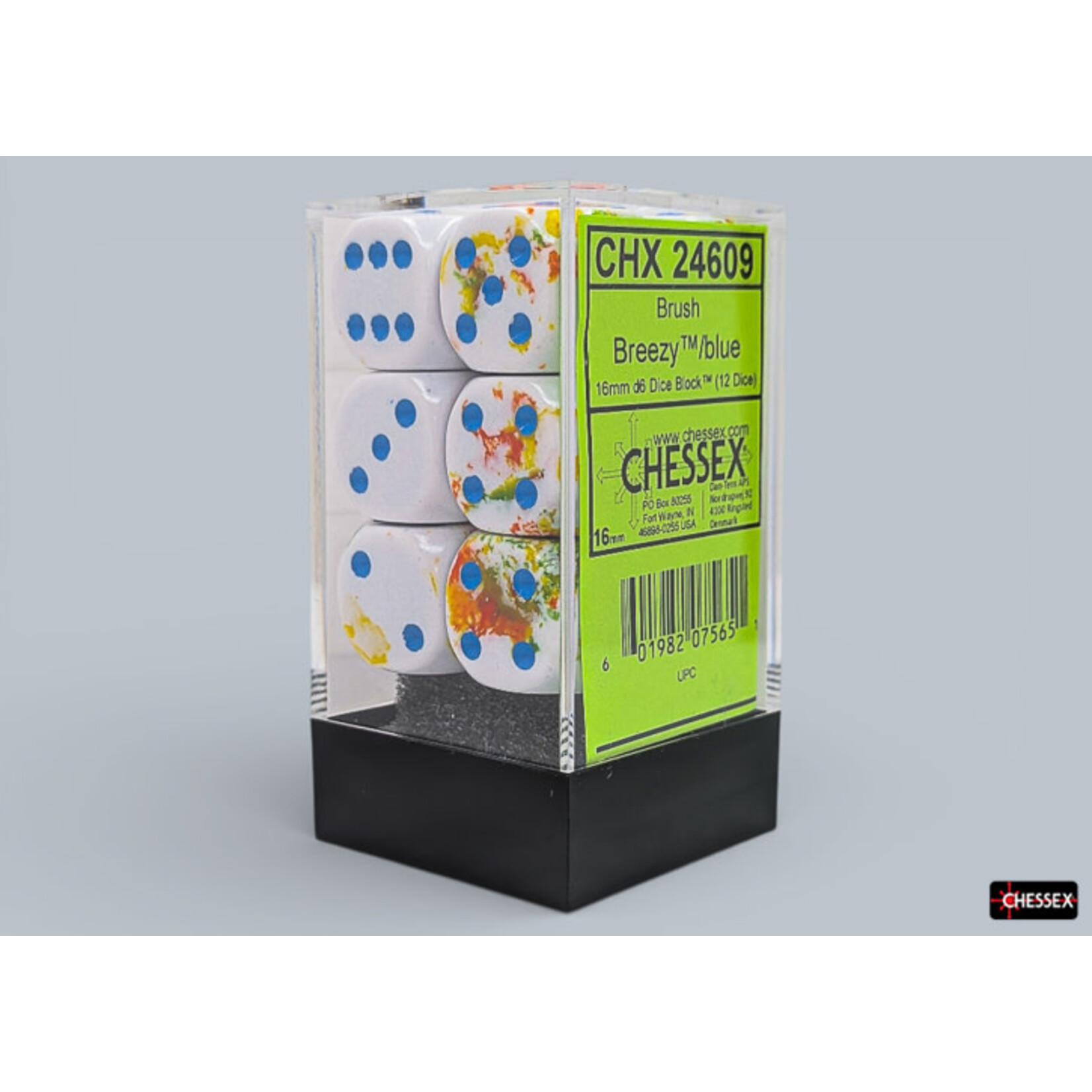 Chessex Brush Breezy/blue 16mm d6 Dice Block (12 dice)