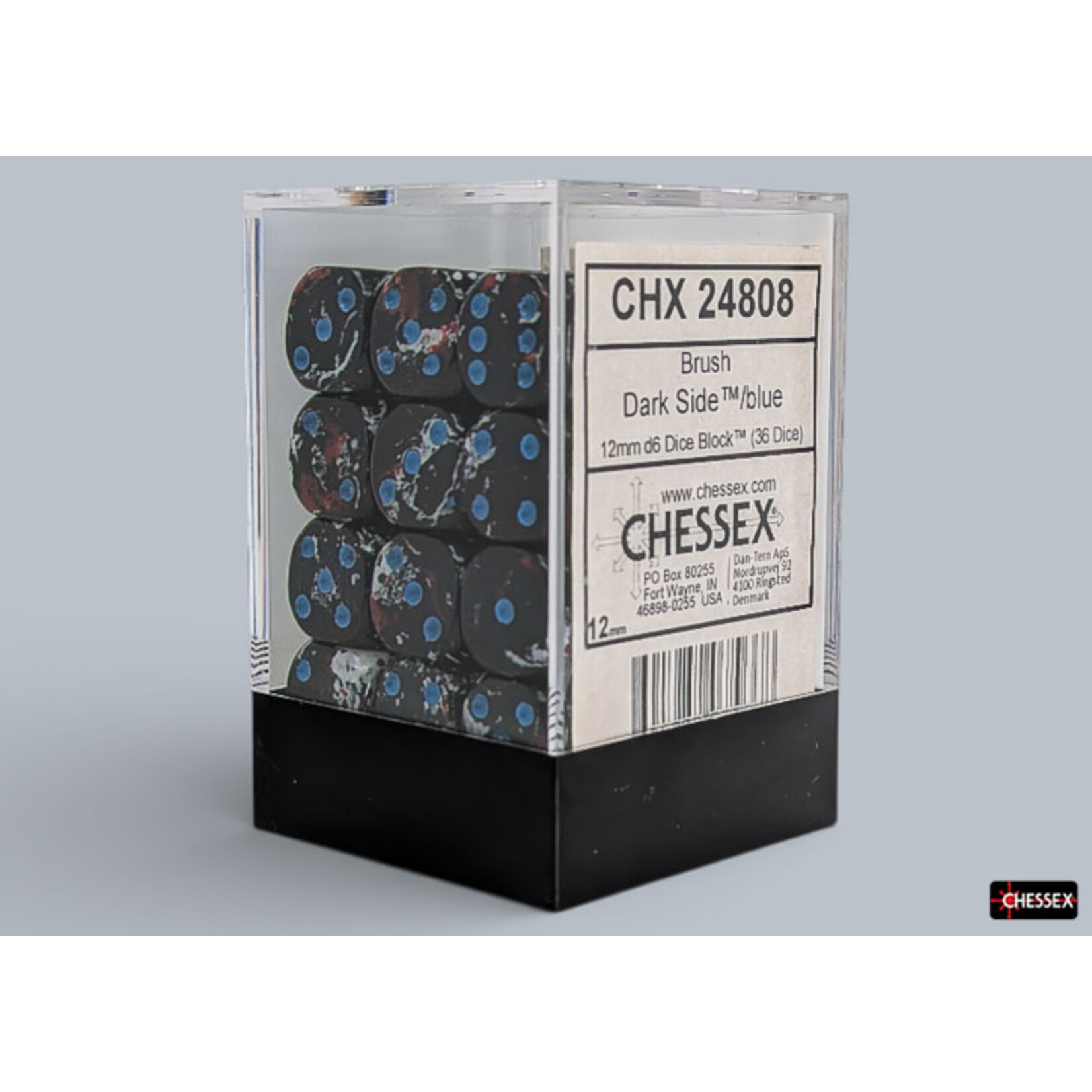 Chessex Brush Dark Side/blue 12mm d6 Dice Block (36 dice)