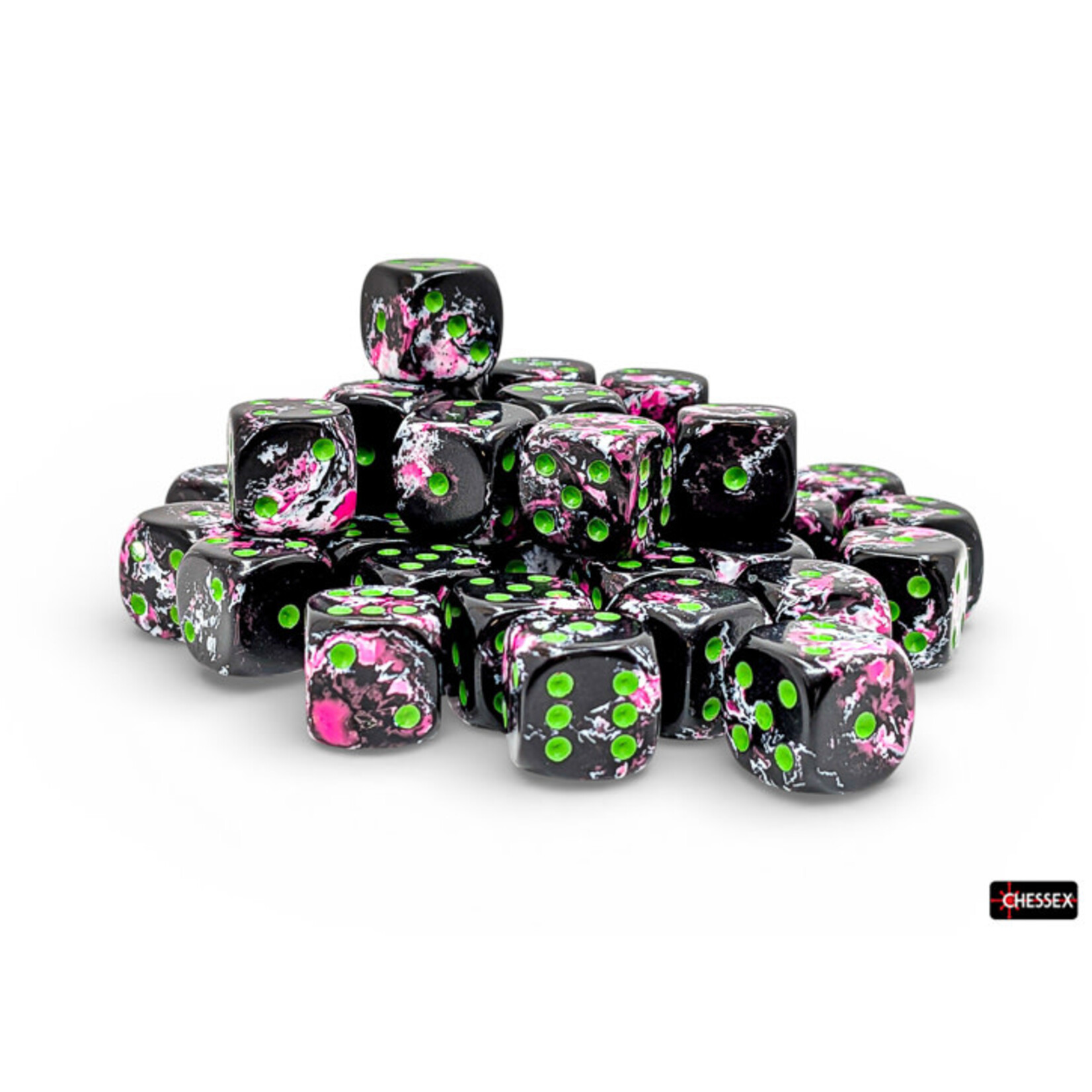 Chessex Brush Paintball/green 12mm d6 Dice Block (36 dice)