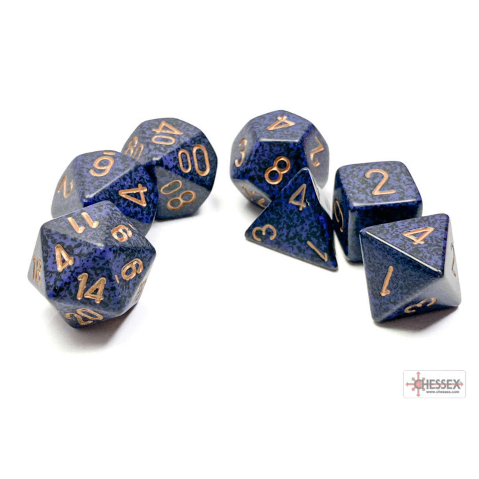 Chessex Speckled Golden Cobalt Polyhedral 7-Dice Set