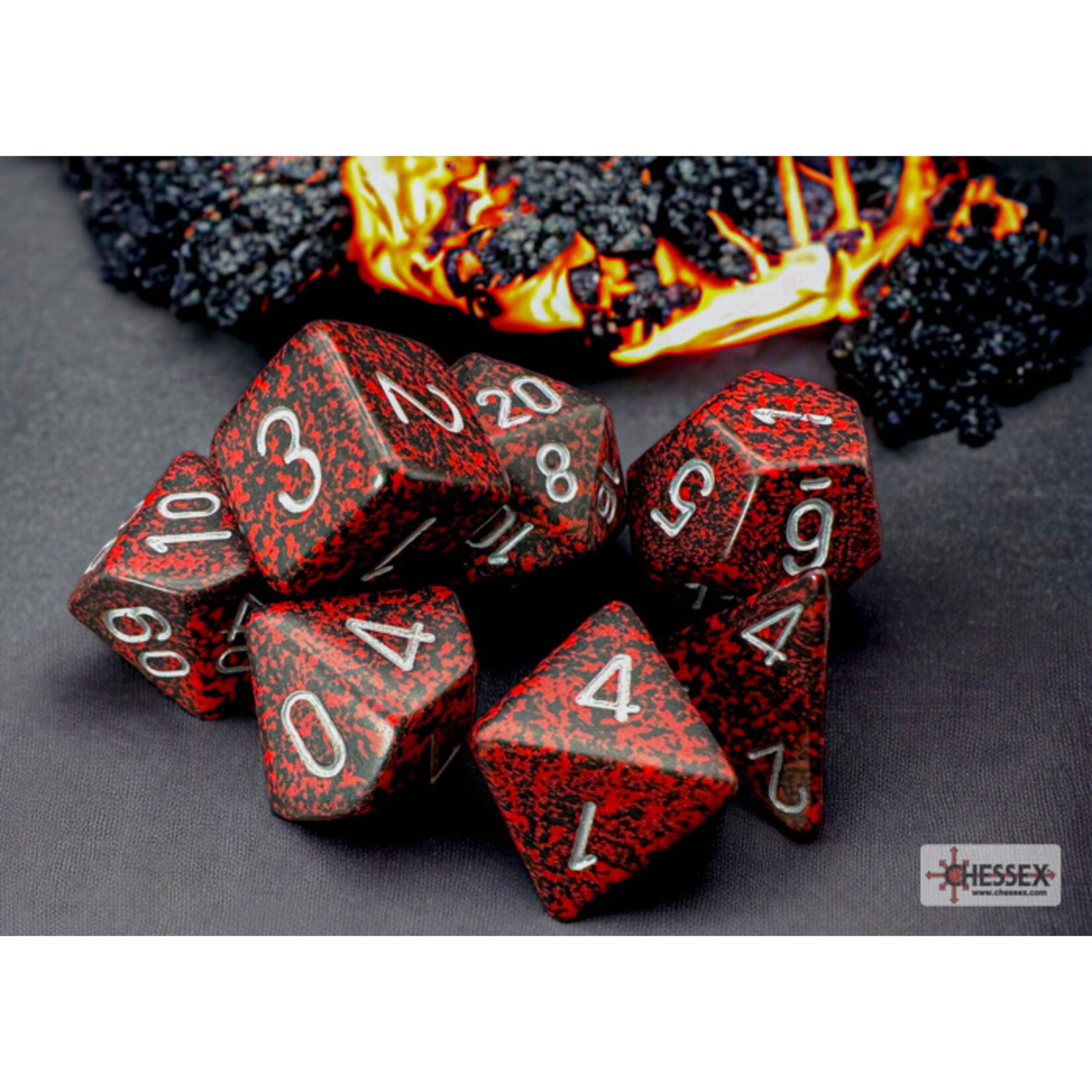 Chessex Speckled Silver Volcano Polyhedral 7-Dice Set