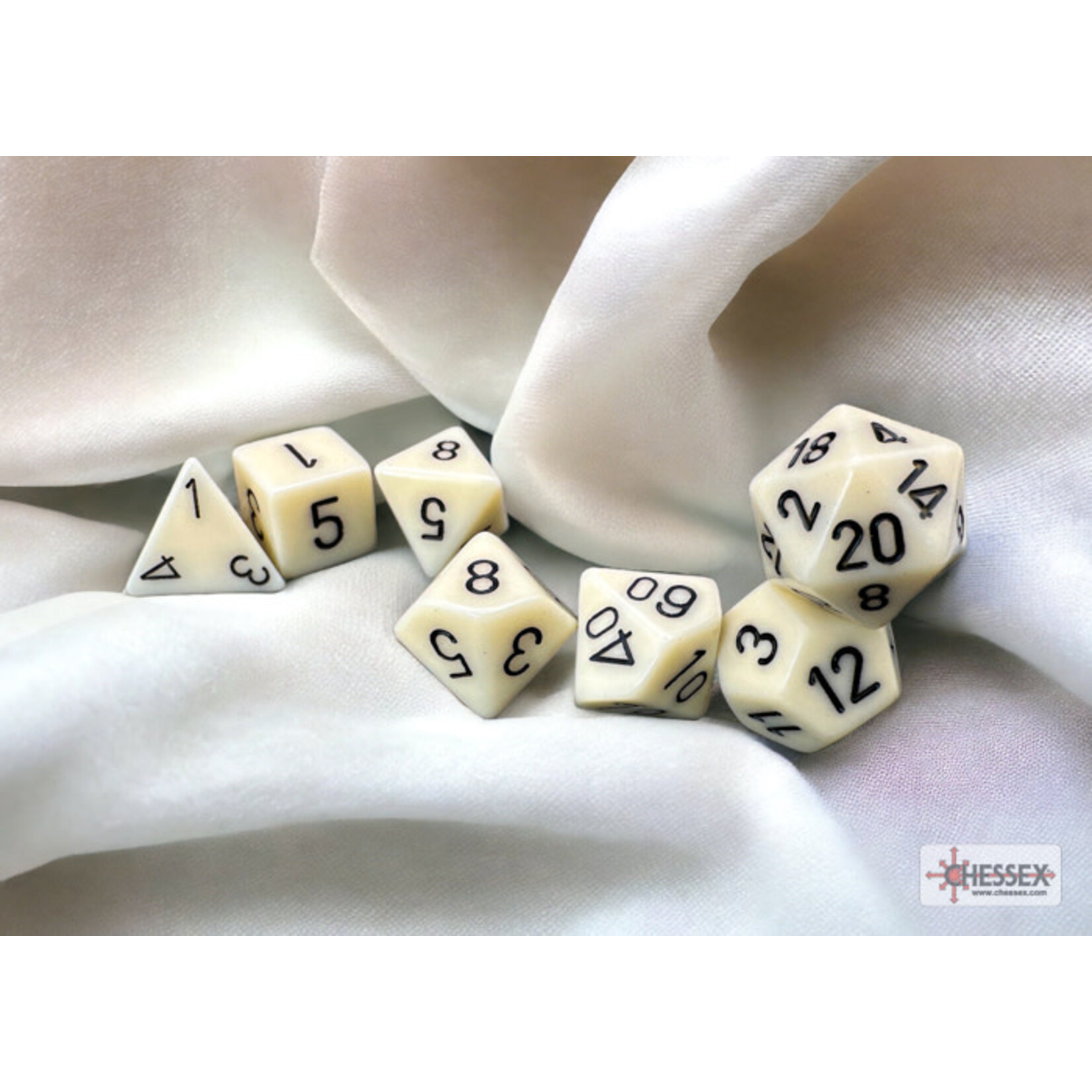 Chessex Opaque Ivory/black Polyhedral 7-Dice Set
