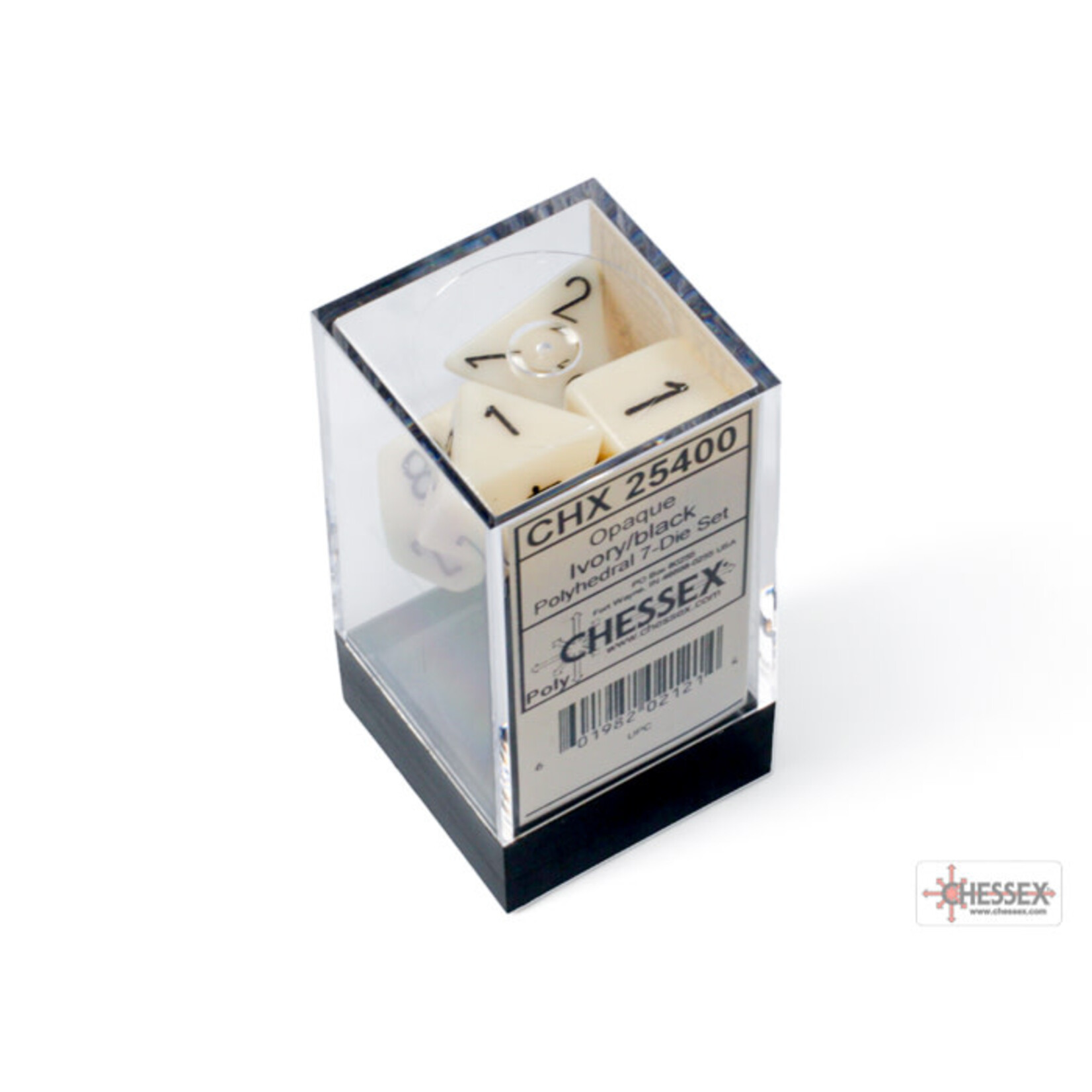 Chessex Opaque Ivory/black Polyhedral 7-Dice Set