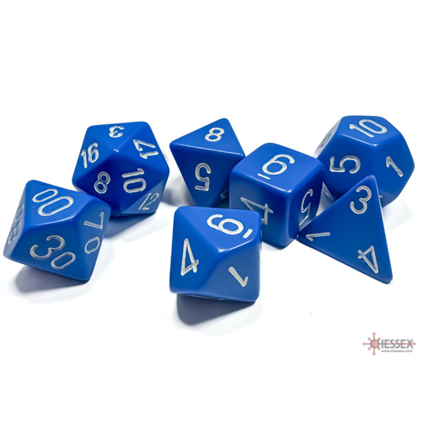 Chessex Opaque Blue/white Polyhedral 7-Dice Set