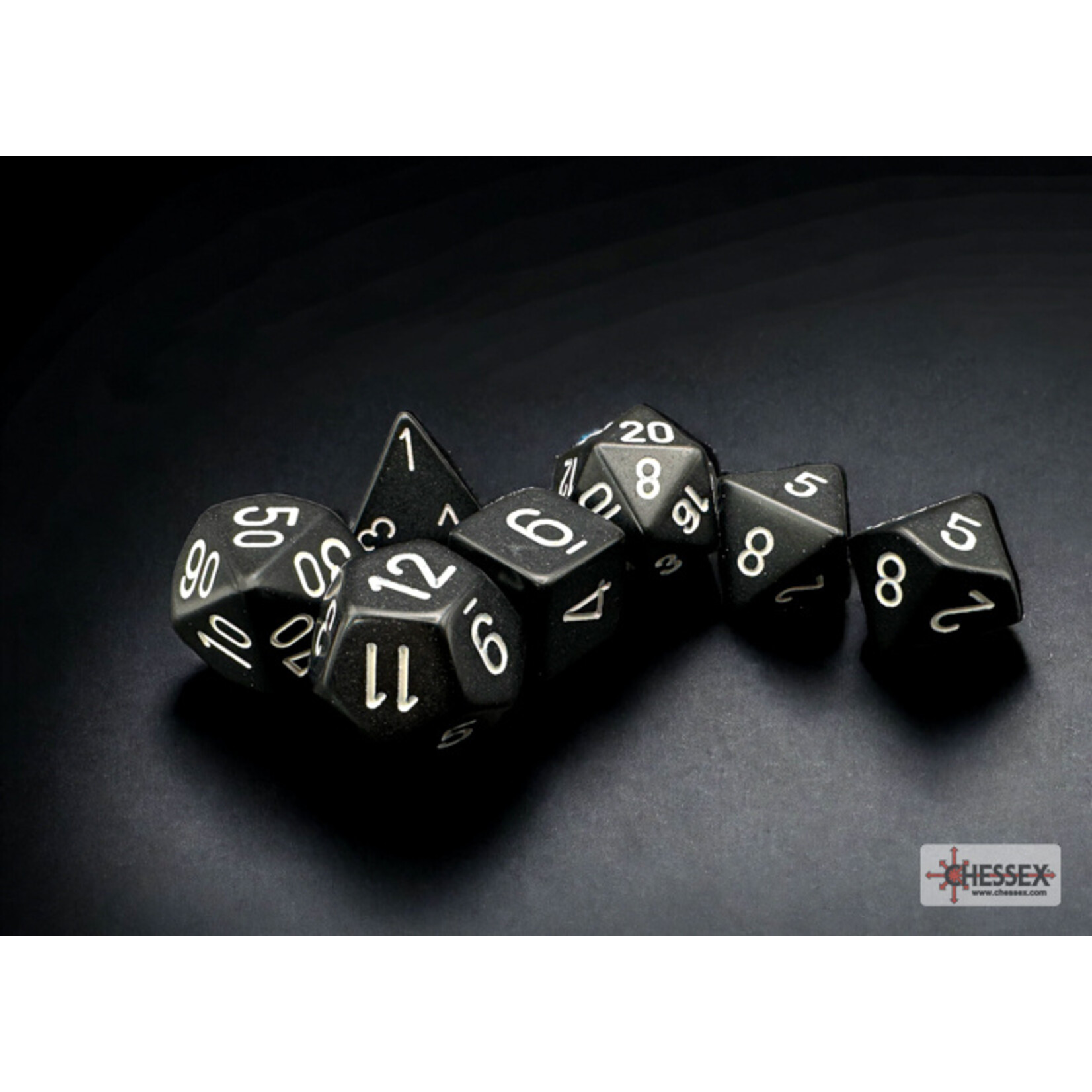 Chessex Opaque Black/white Polyhedral 7-Dice Set