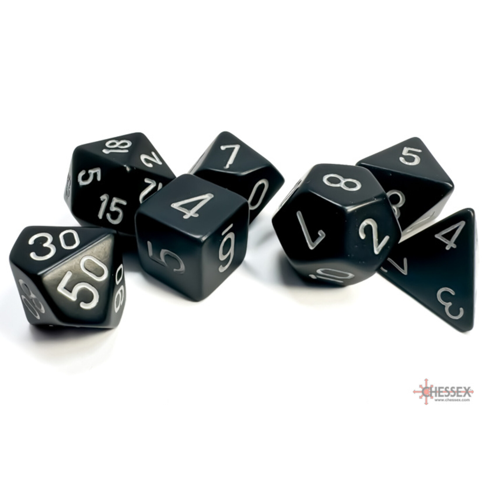 Chessex Opaque Black/white Polyhedral 7-Dice Set