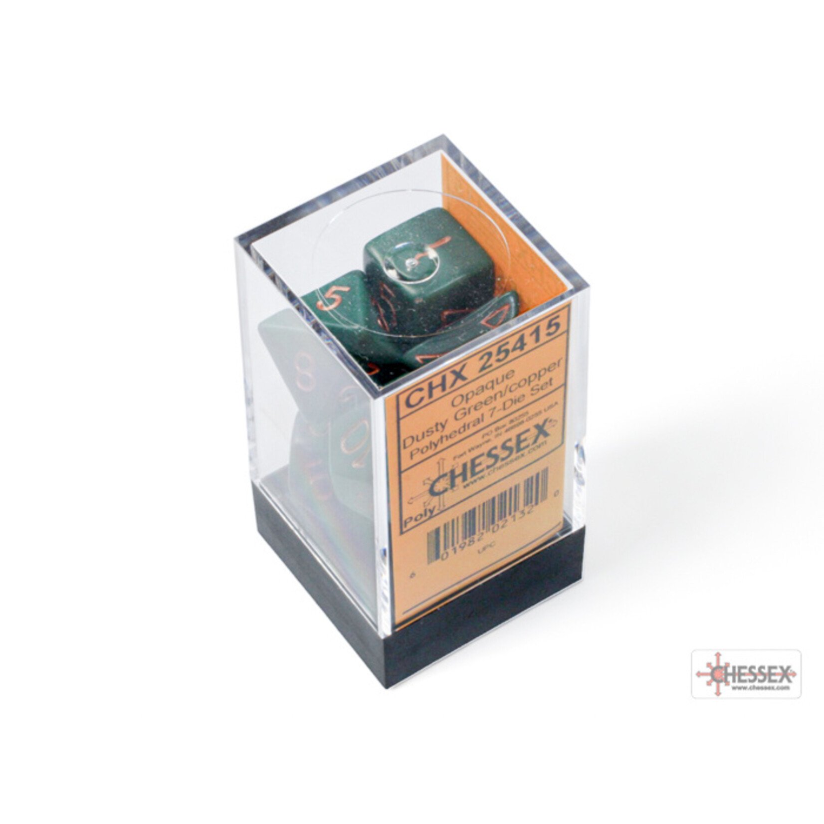 Chessex Opaque Dusty Green/copper Polyhedral 7-Dice Set