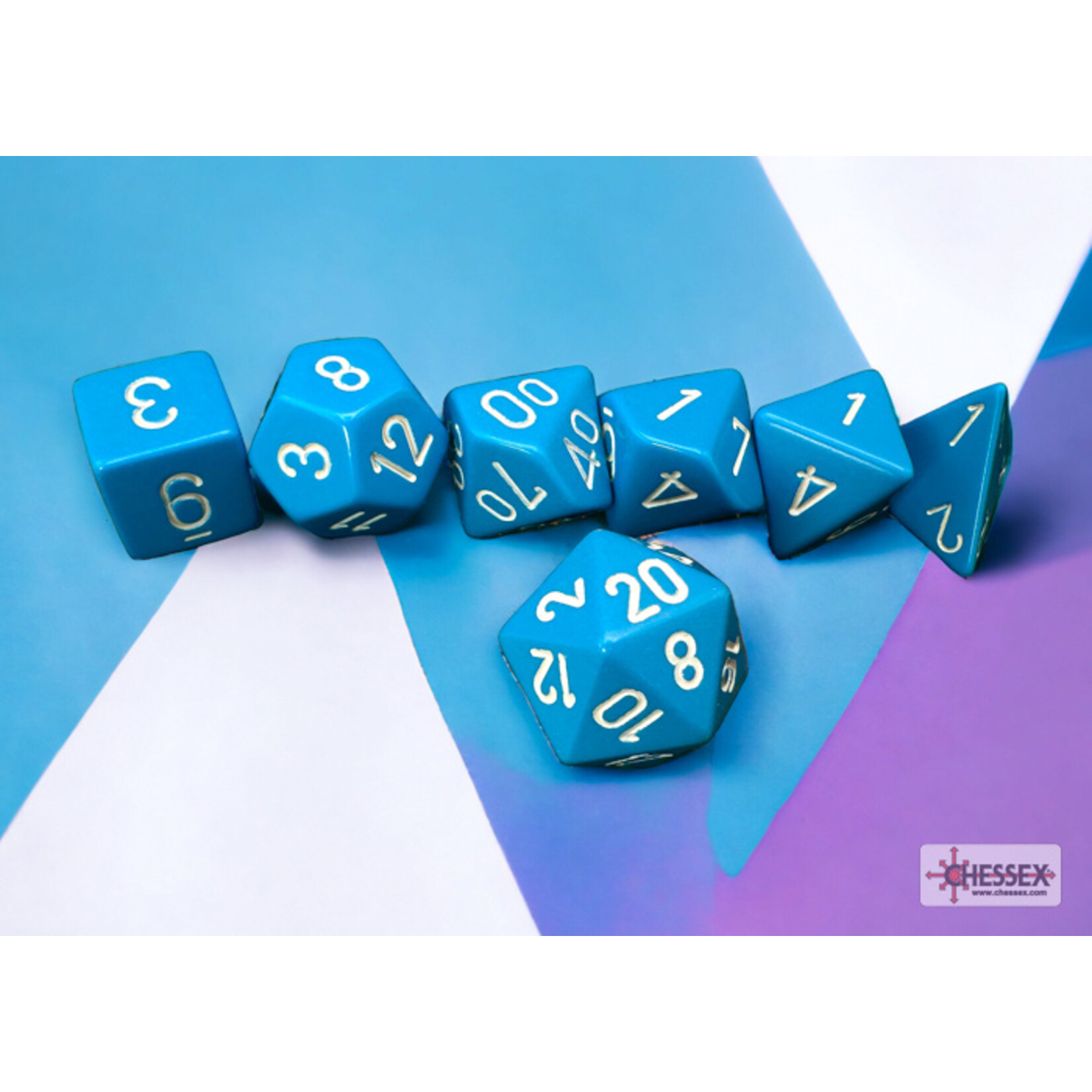Chessex Opaque Light Blue/white Polyhedral 7-Dice Set