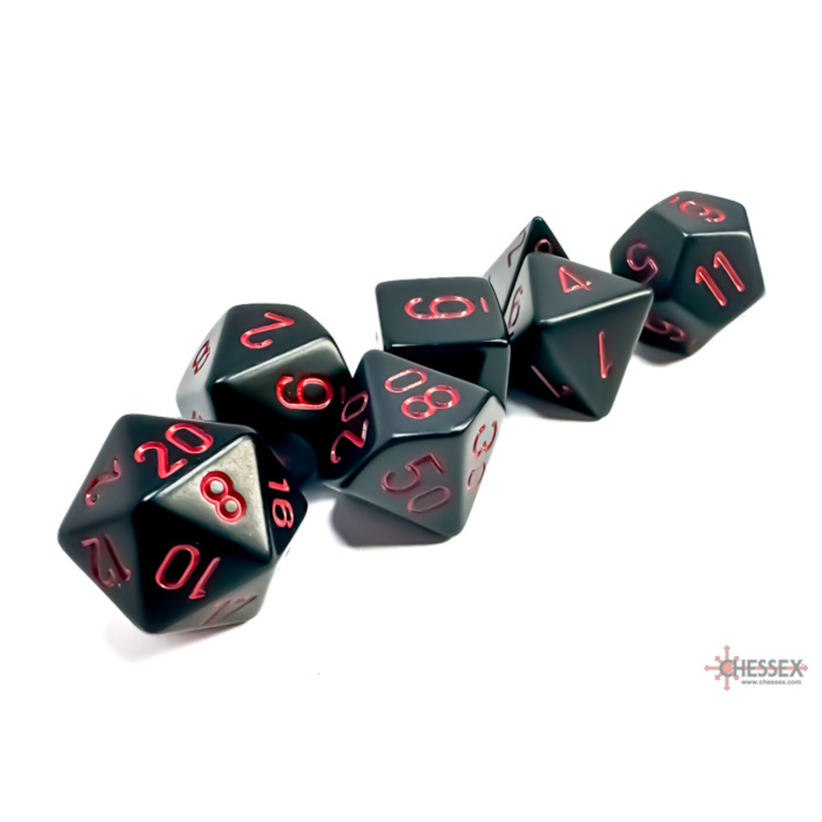 Chessex Opaque Black/red Polyhedral 7-Dice Set