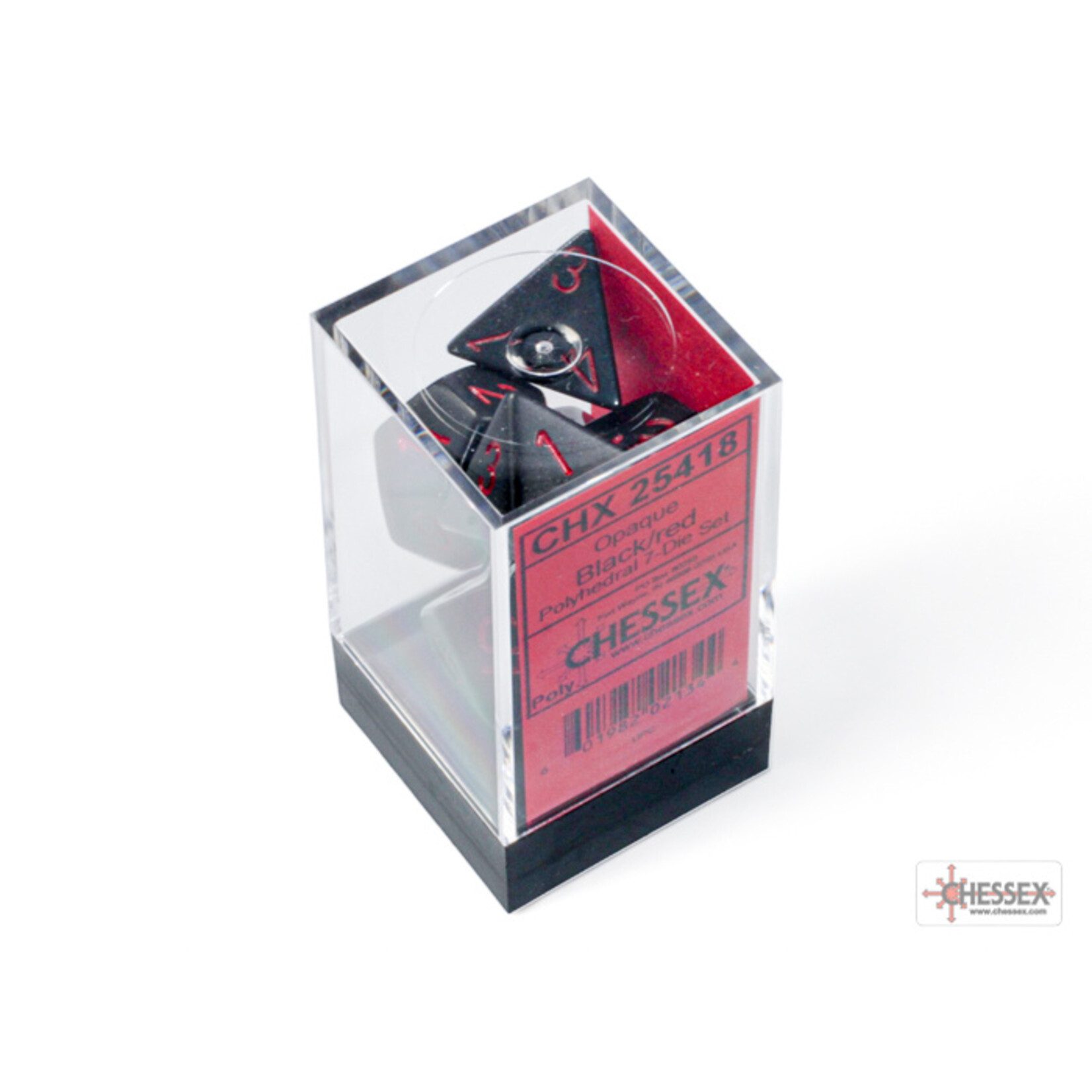 Chessex Opaque Black/red Polyhedral 7-Dice Set