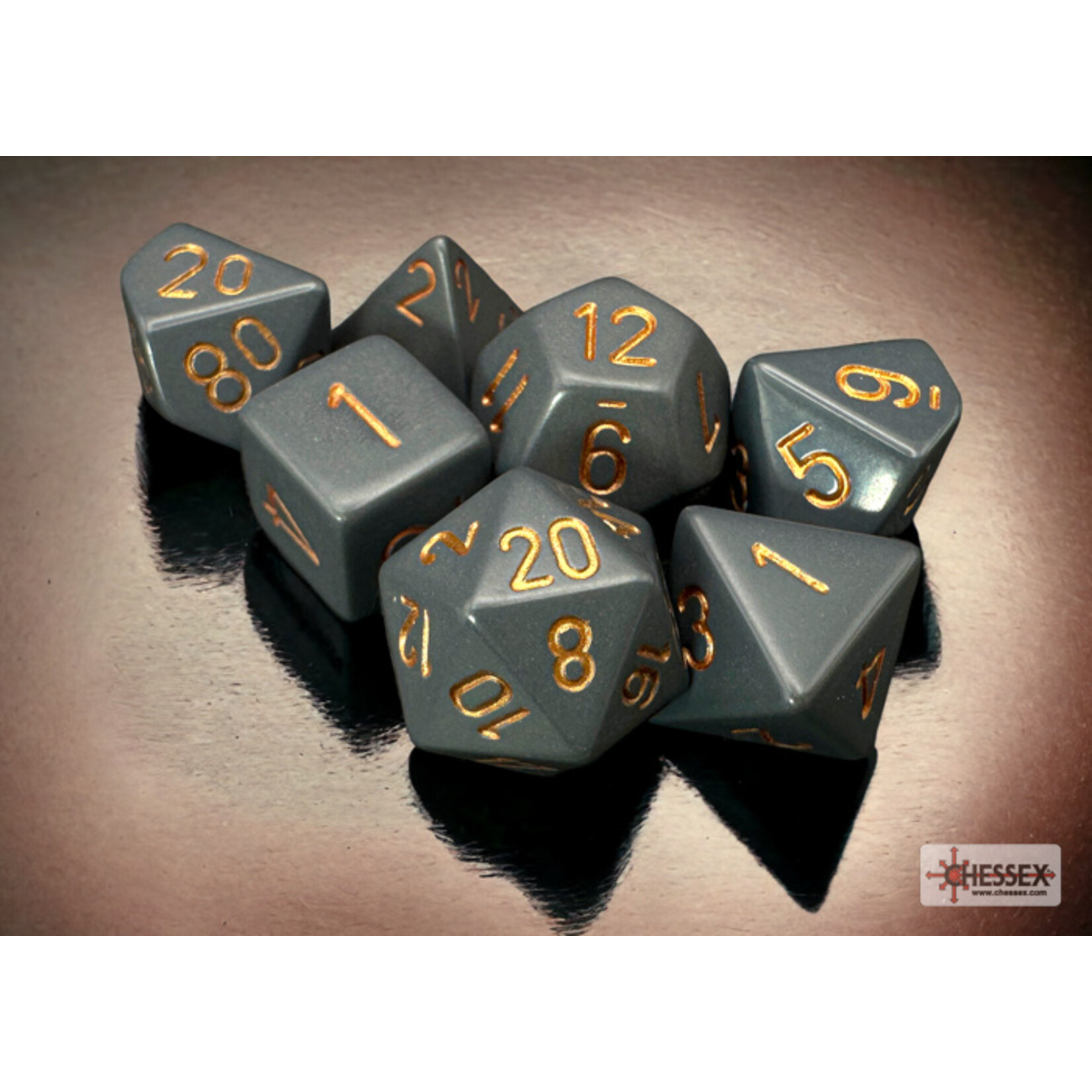 Chessex Opaque Dark Grey/copper Polyhedral 7-Dice Set