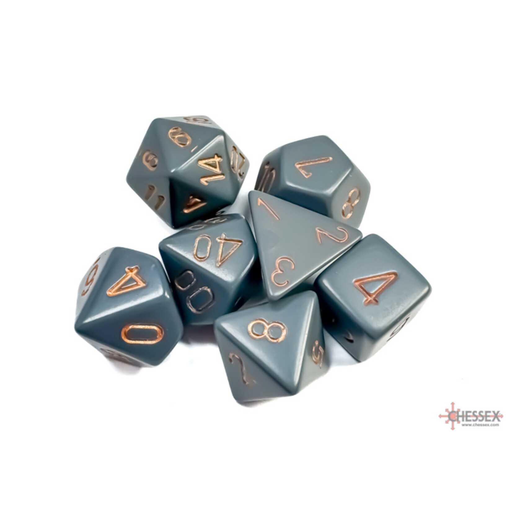 Chessex Opaque Dark Grey/copper Polyhedral 7-Dice Set