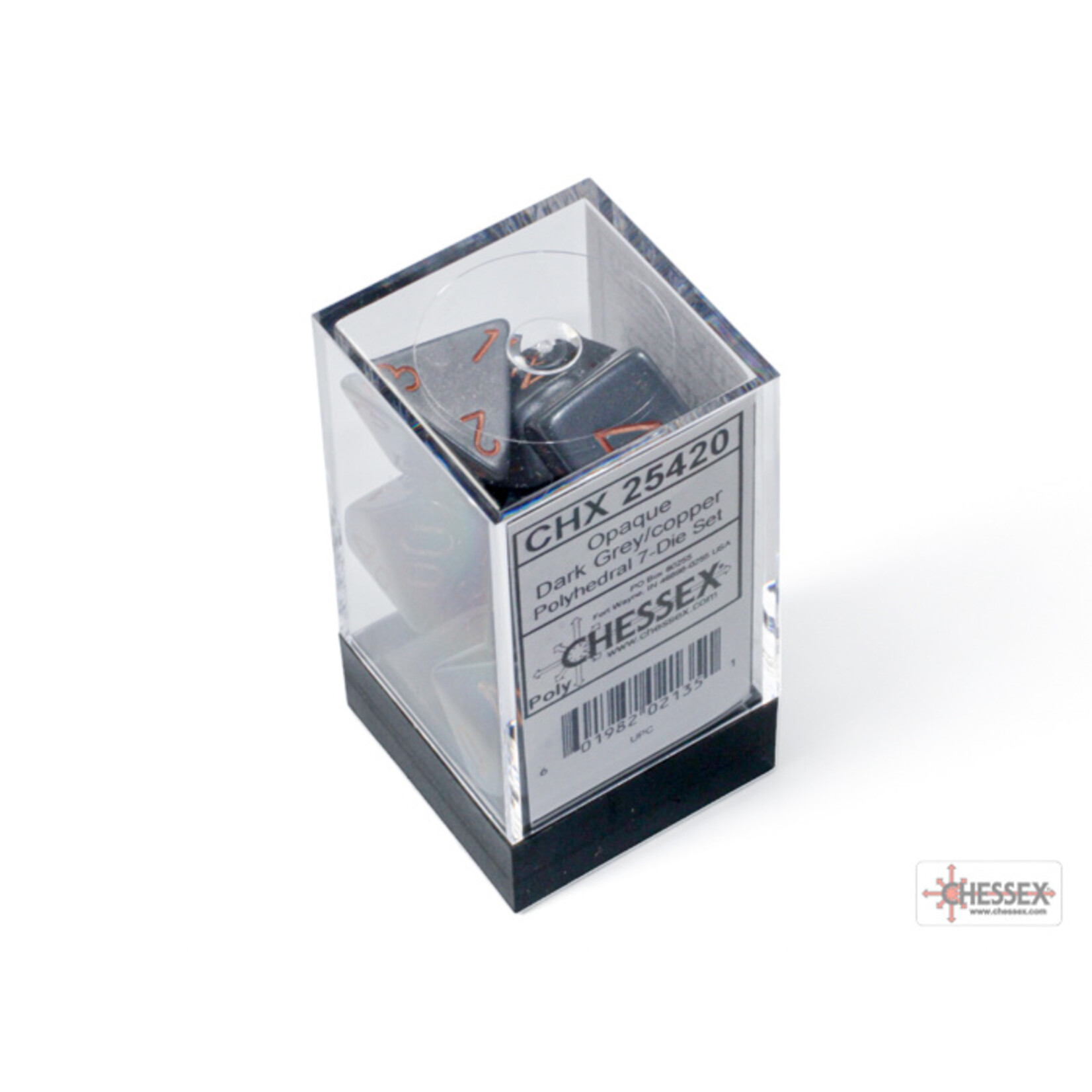 Chessex Opaque Dark Grey/copper Polyhedral 7-Dice Set