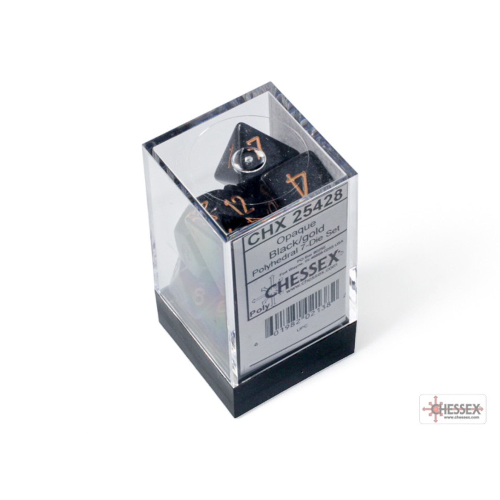 Chessex Opaque Black/gold Polyhedral 7-Dice Set