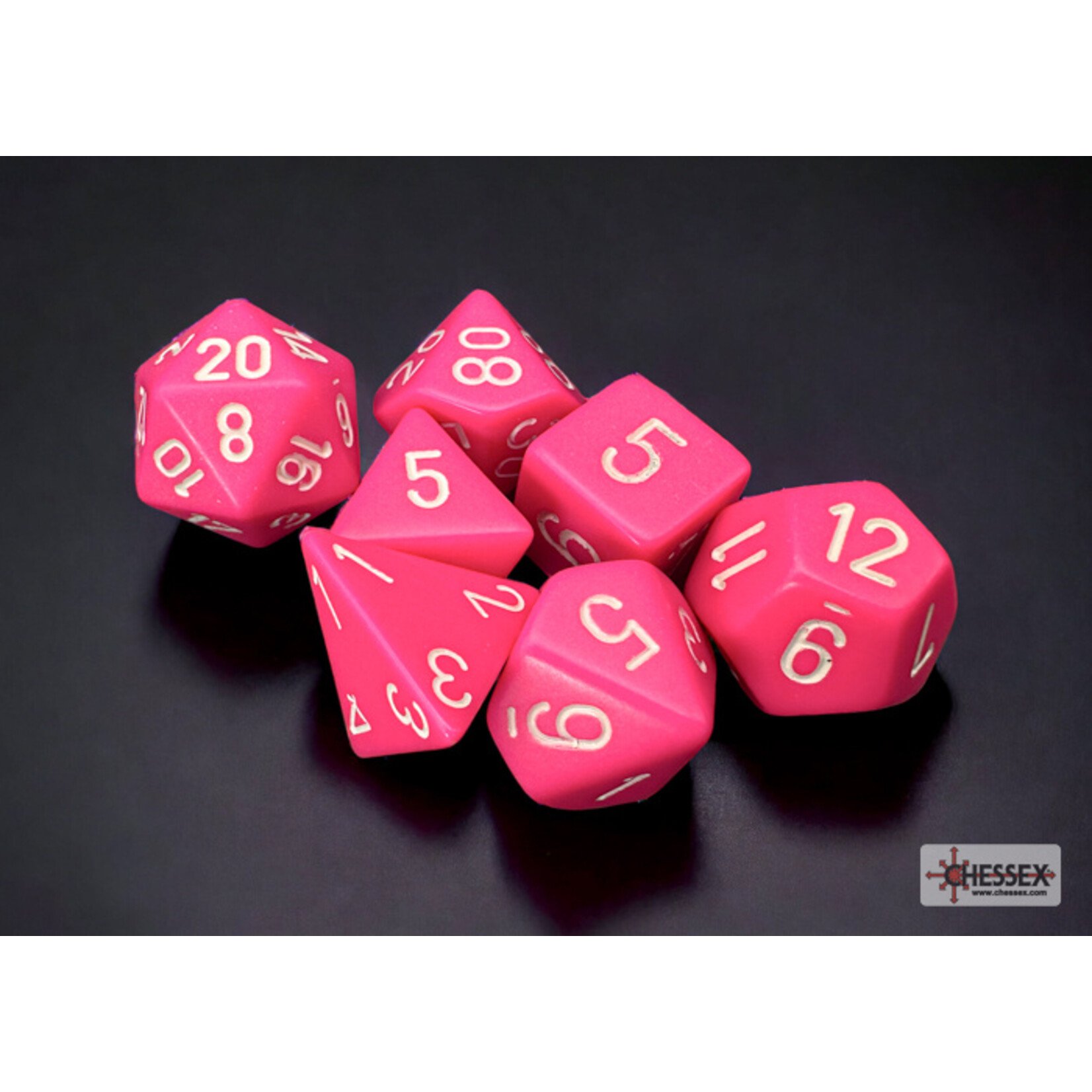 Chessex Opaque Pink/white Polyhedral 7-Dice Set