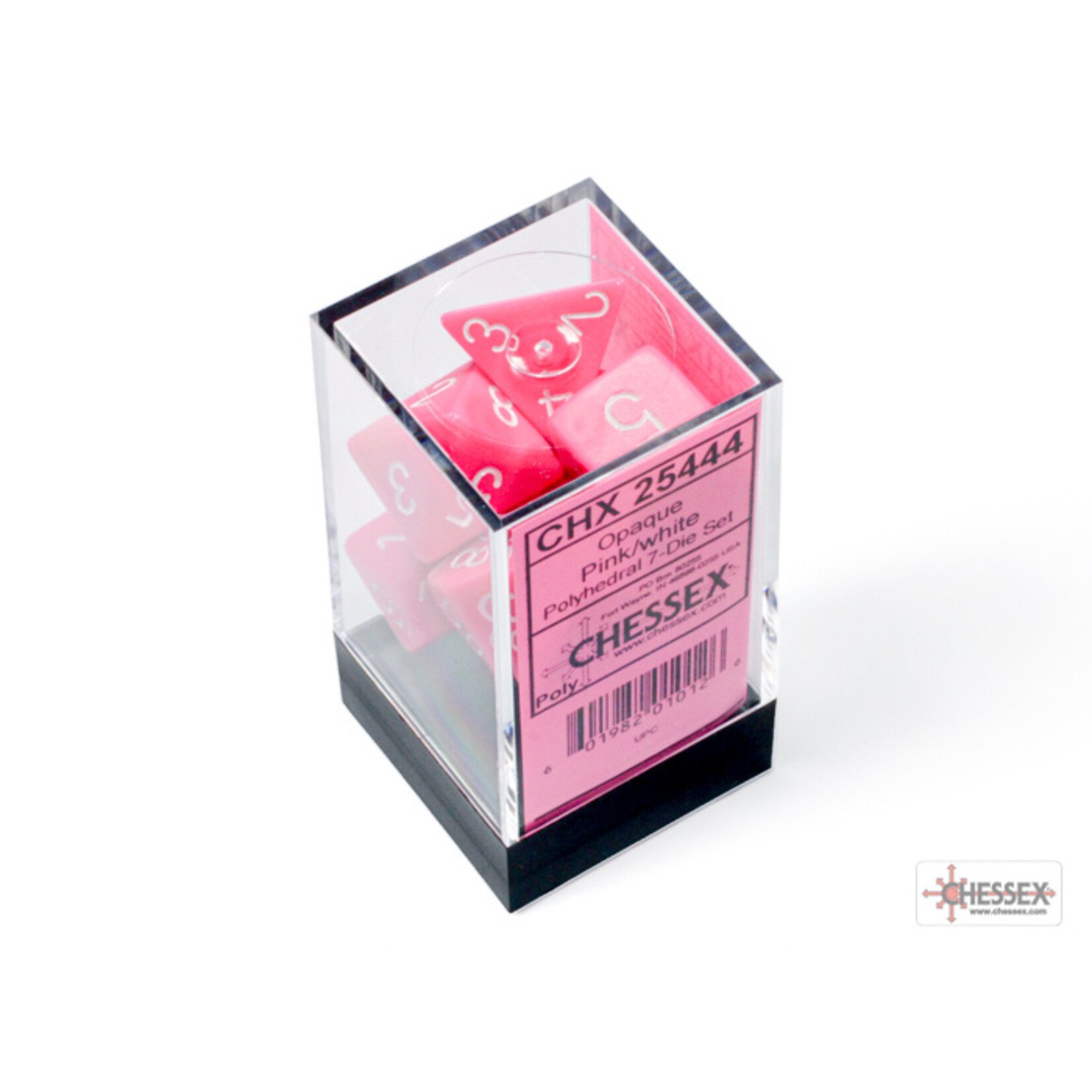 Chessex Opaque Pink/white Polyhedral 7-Dice Set