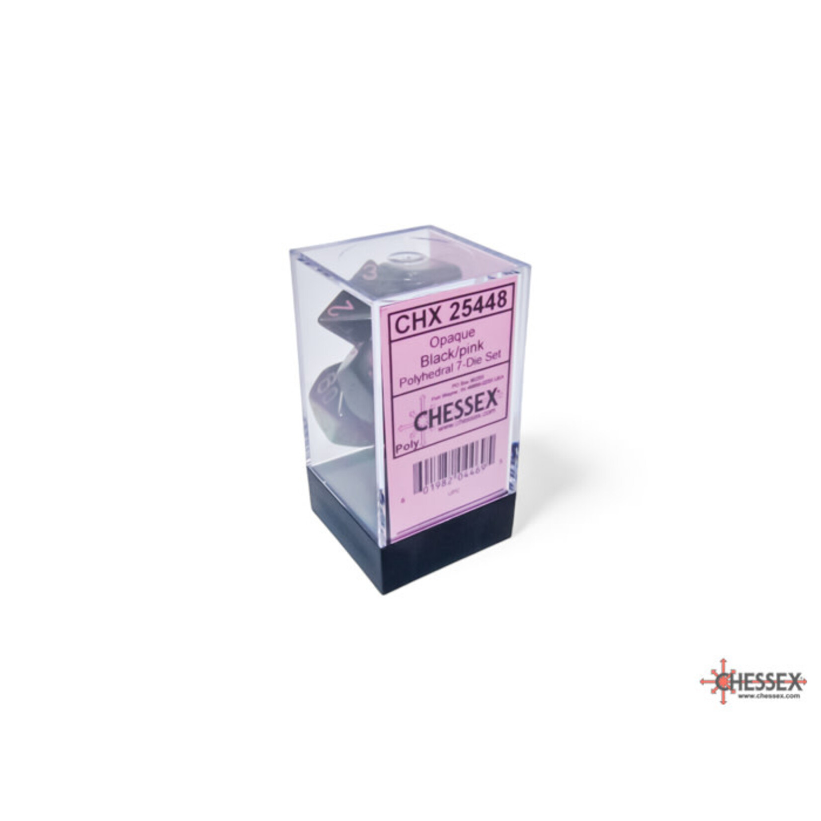 Chessex Opaque Black/pink Polyhedral 7-Dice Set