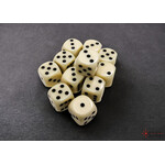 Chessex Opaque Ivory/black 16mm d6 Dice Block (12 dice)