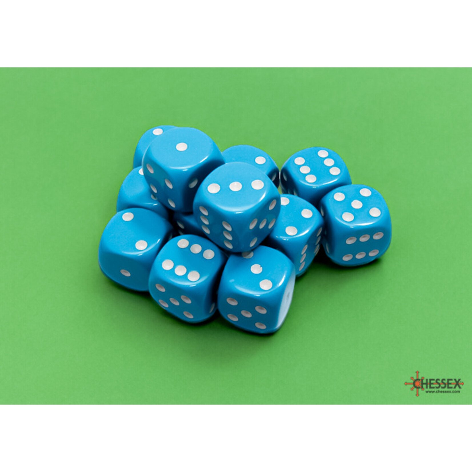 Chessex Opaque Light Blue/white 16mm d6 Dice Block (12 dice)