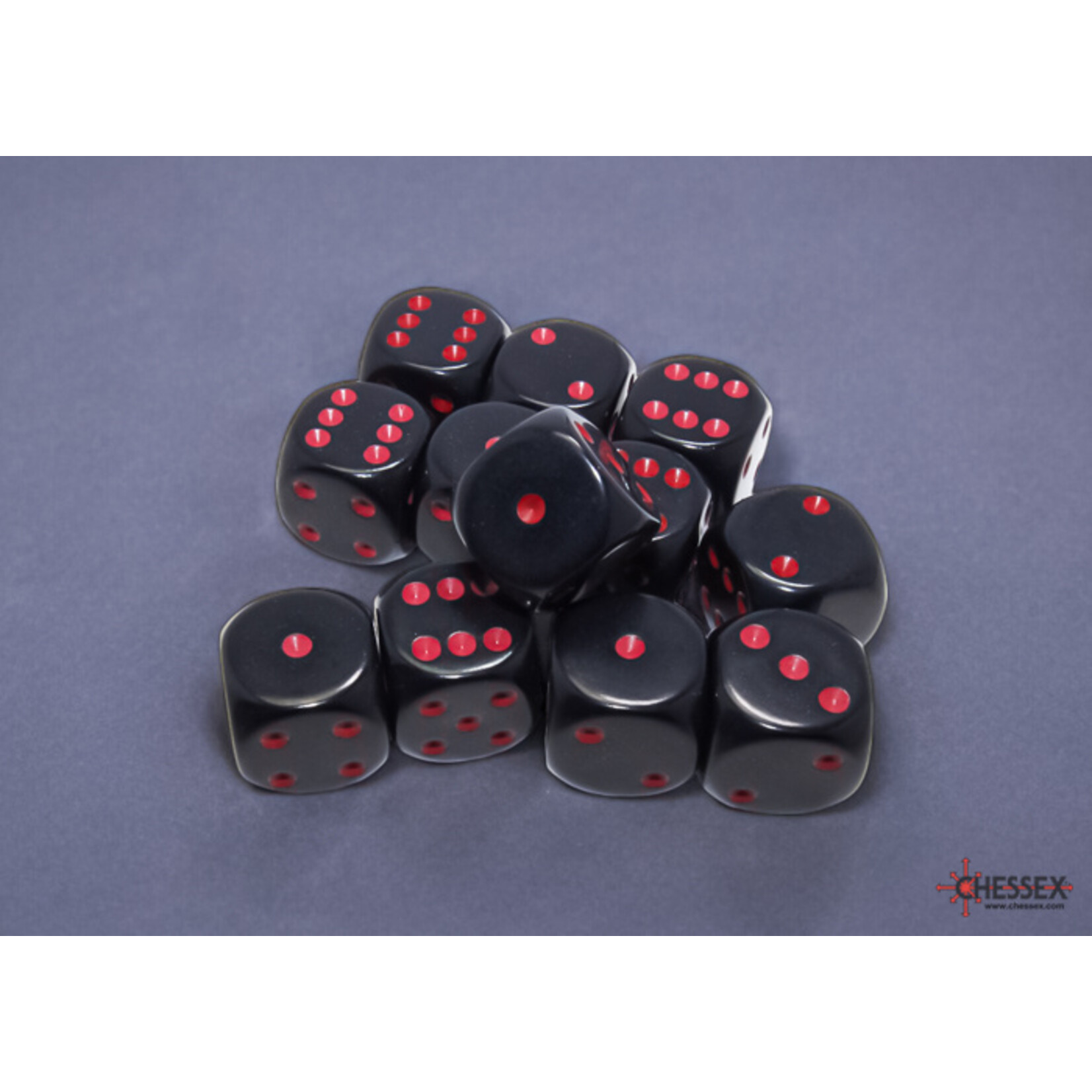 Chessex Opaque Black/red 16mm d6 Dice Block (12 dice)