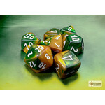Chessex Gemini Gold-Green/white Polyhedral 7-Dice Set