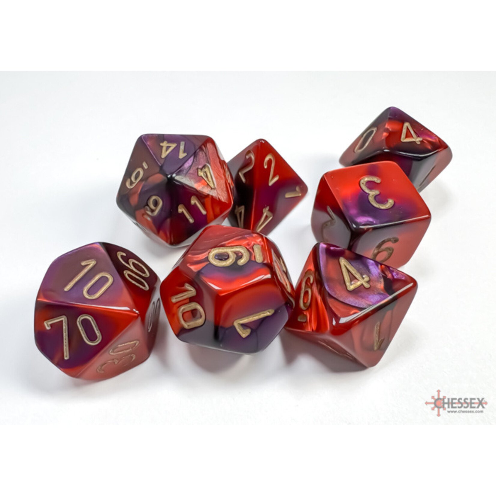 Chessex Gemini Purple-Red/gold Polyhedral 7-Dice Set