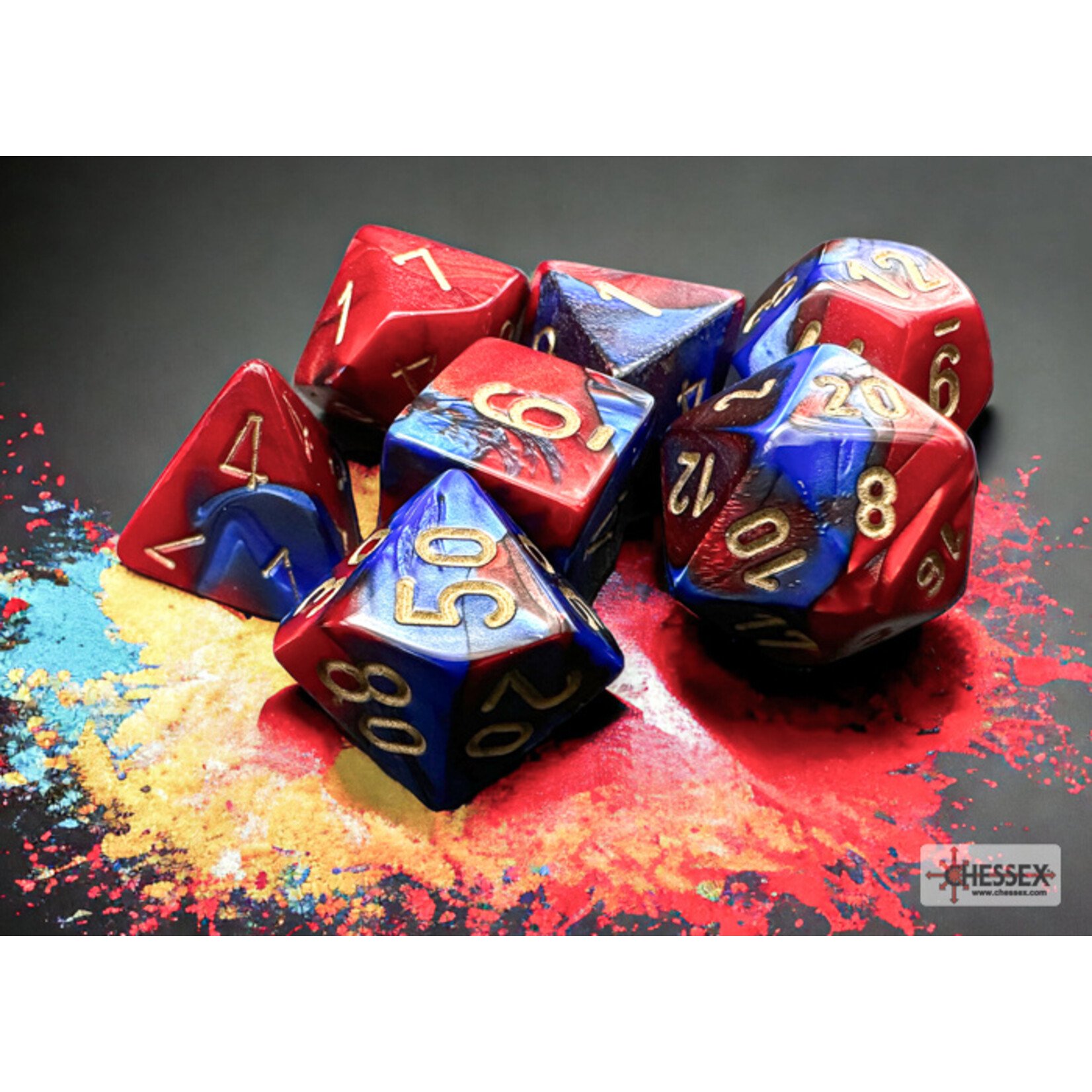 Chessex Gemini Blue-Red/gold Polyhedral 7-Dice Set