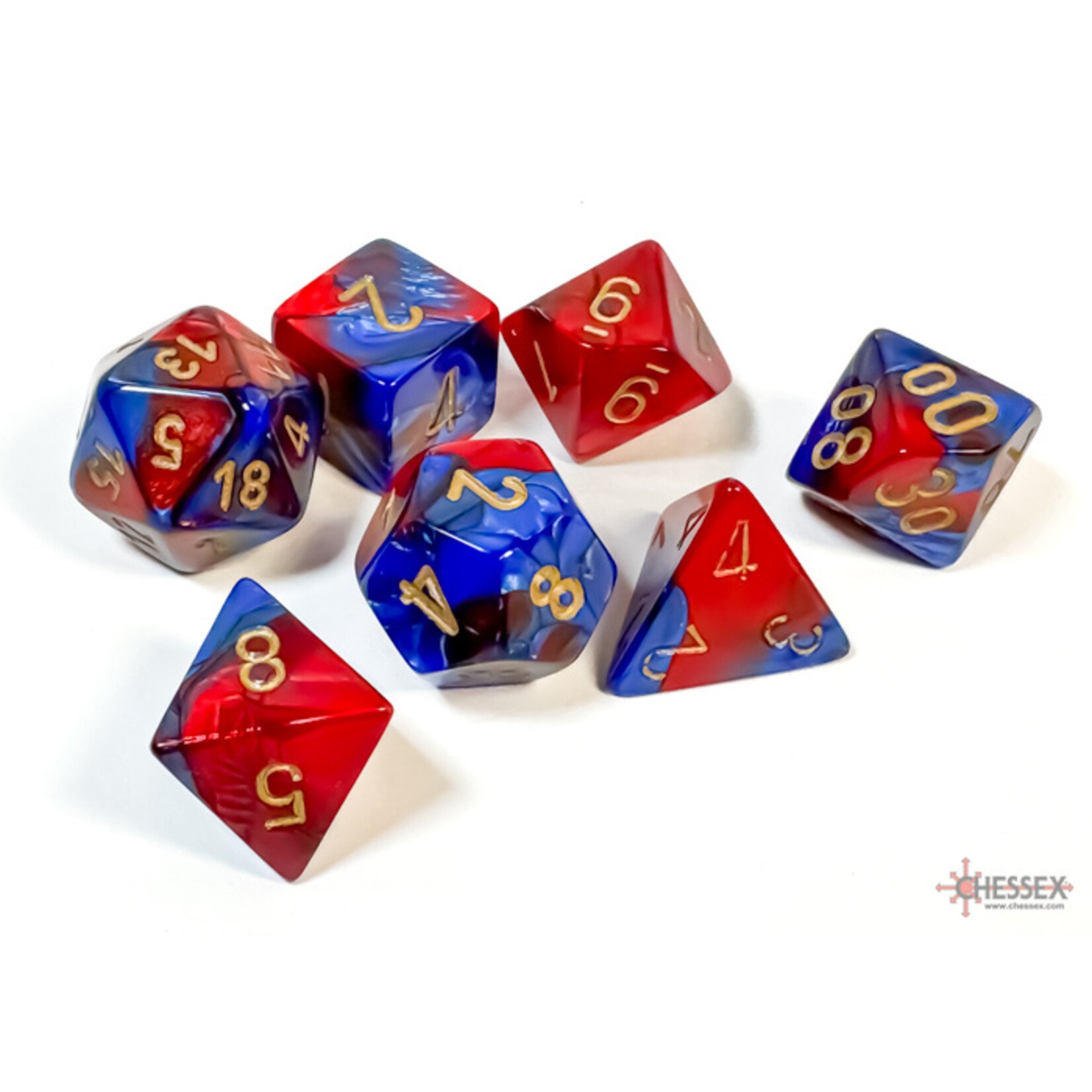 Chessex Gemini Blue-Red/gold Polyhedral 7-Dice Set