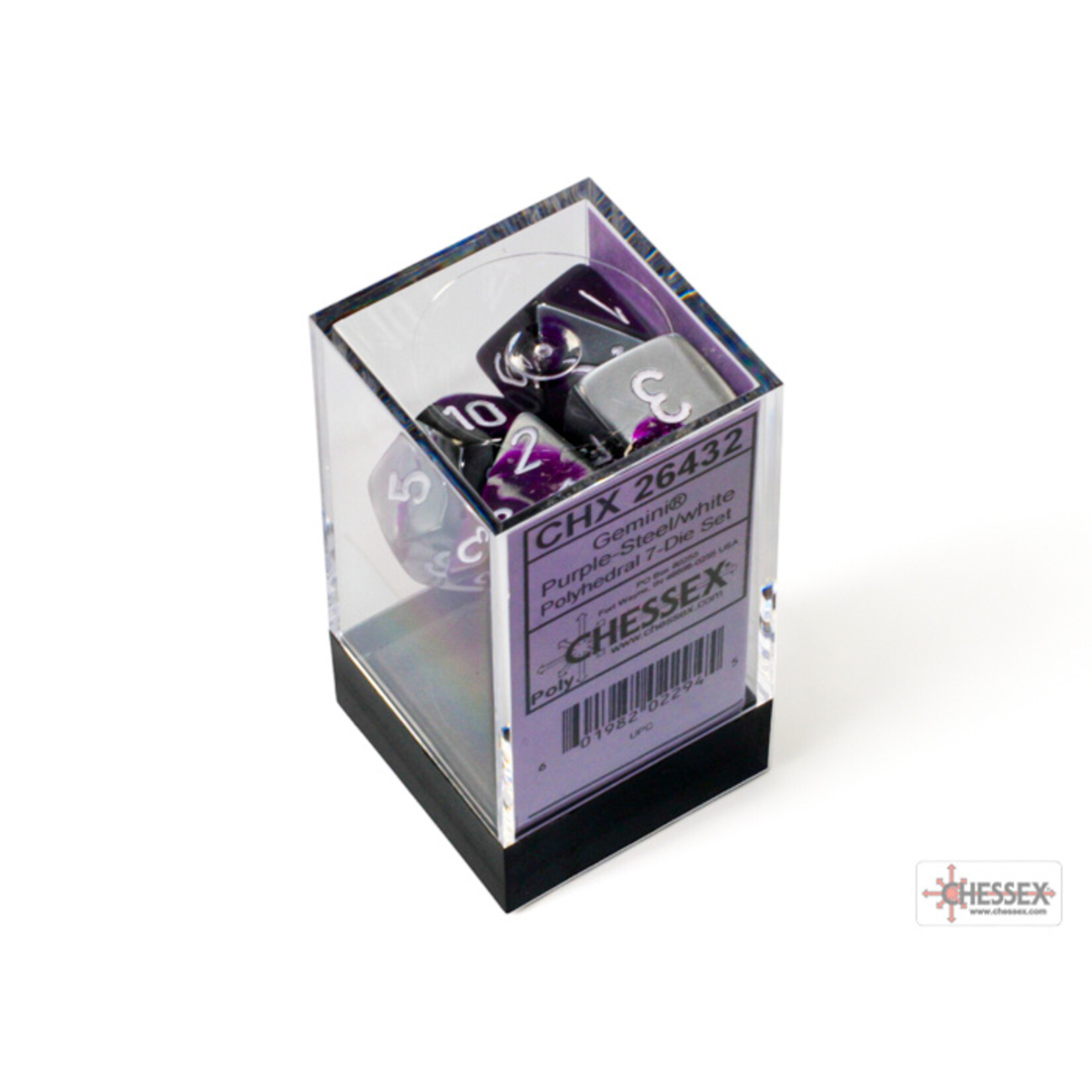 Chessex Gemini Purple-Steel/white Polyhedral 7-Dice Set