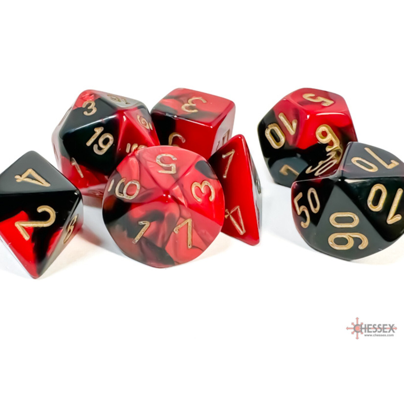 Chessex Gemini Black-Red/gold Polyhedral 7-Dice Set