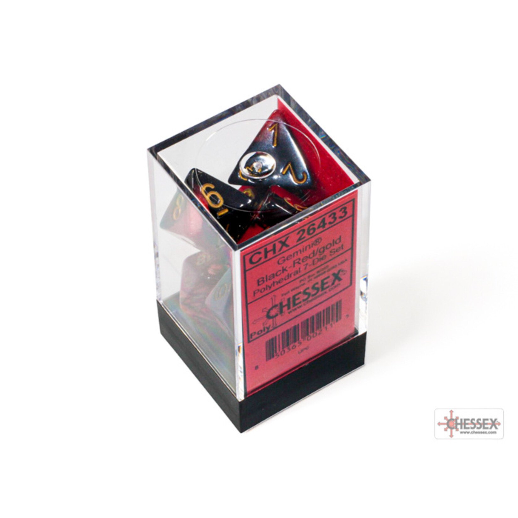 Chessex Gemini Black-Red/gold Polyhedral 7-Dice Set