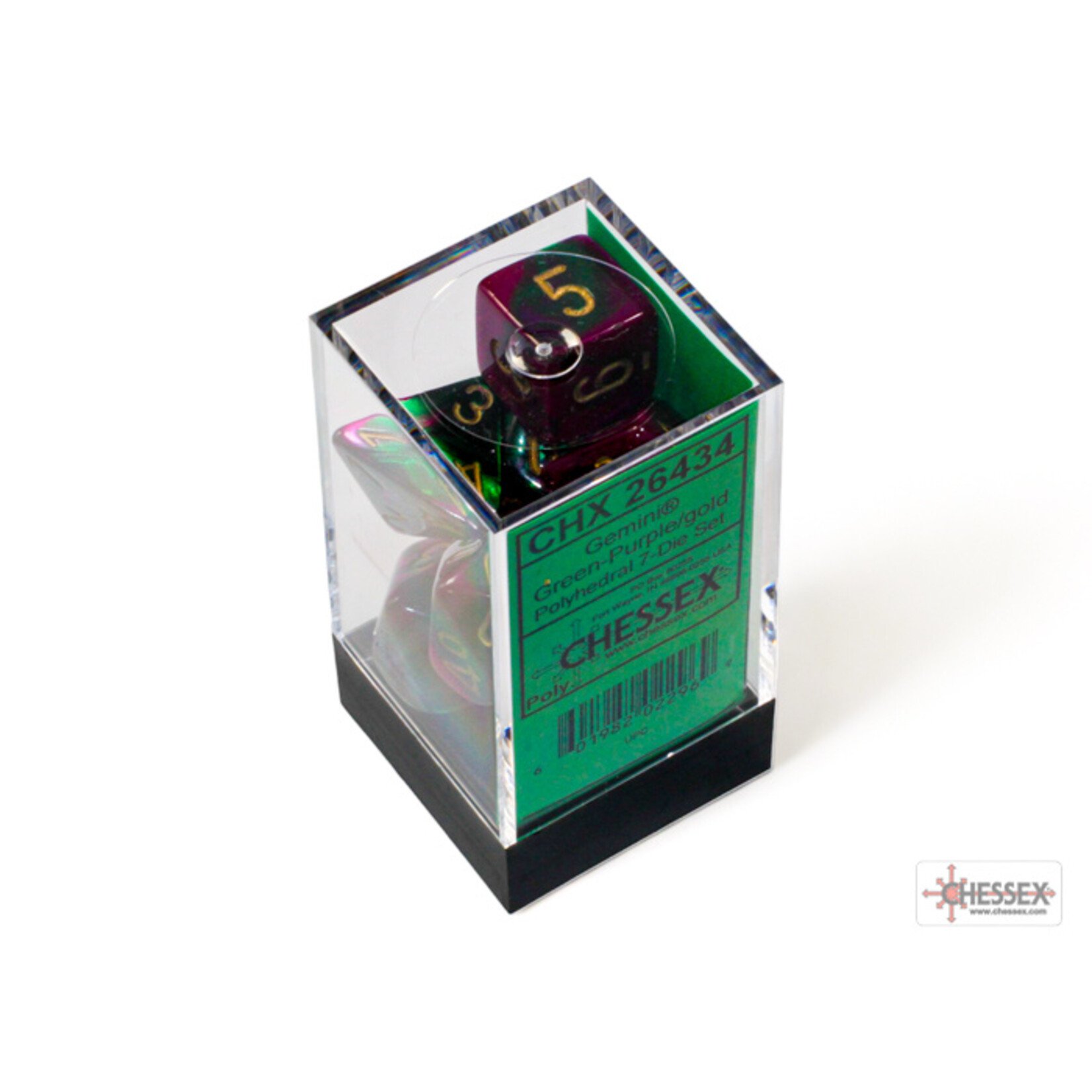 Chessex Gemini Green-Purple/gold Polyhedral 7-Dice Set